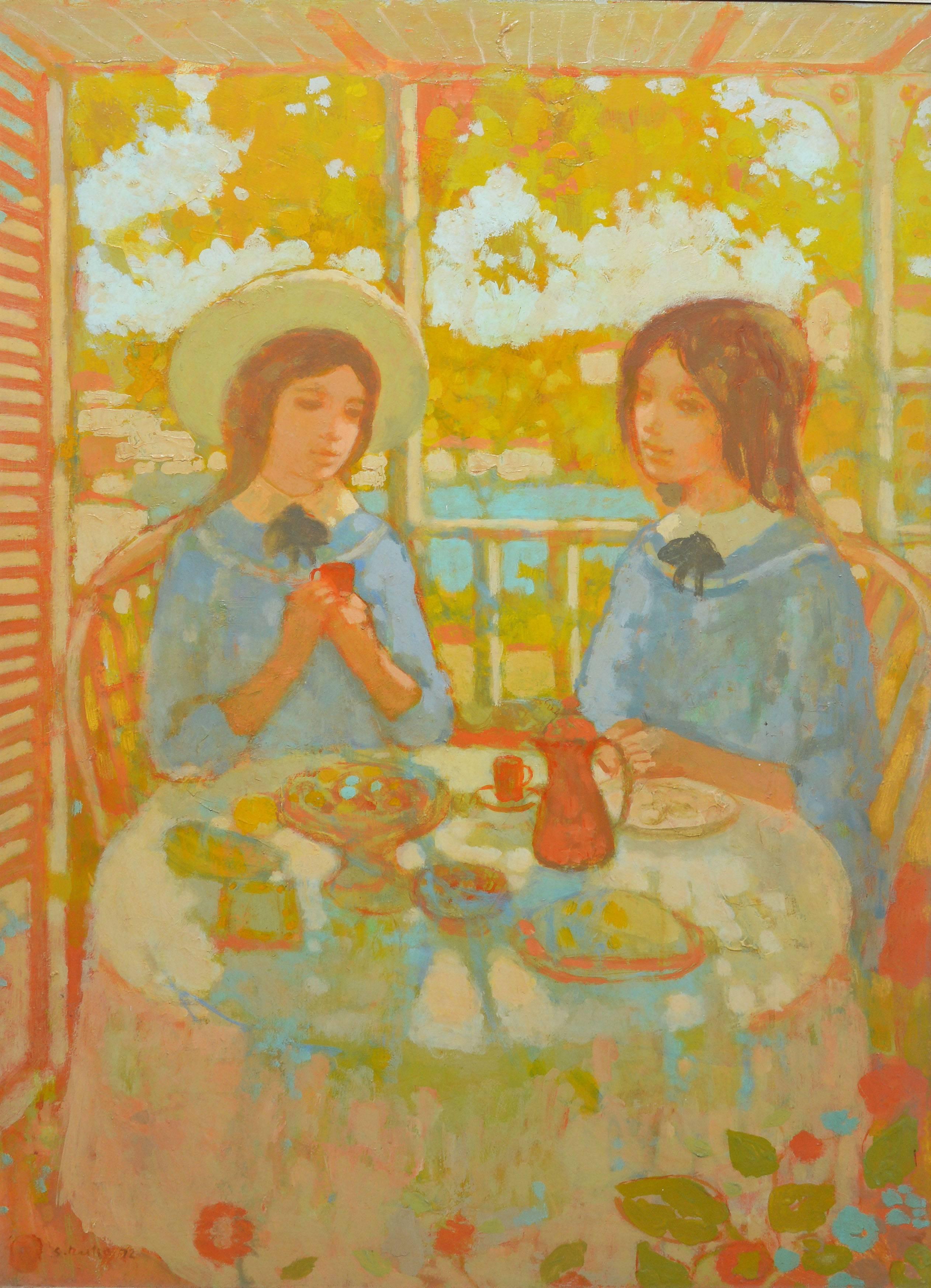 Lunch on the Terrace - Impressionist Painting by Enzo Russo