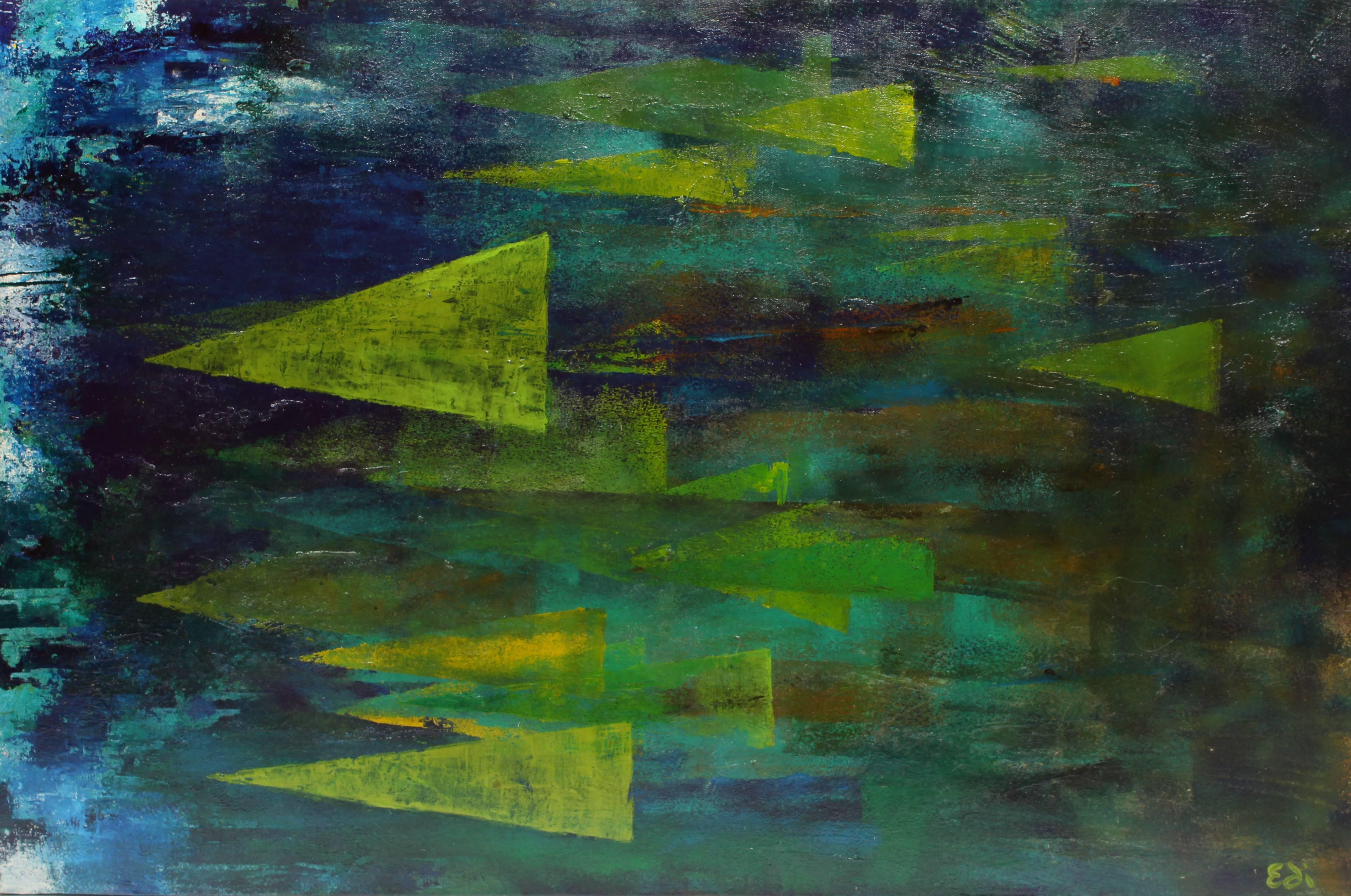Unknown Abstract Painting - Abstraction with Triangles