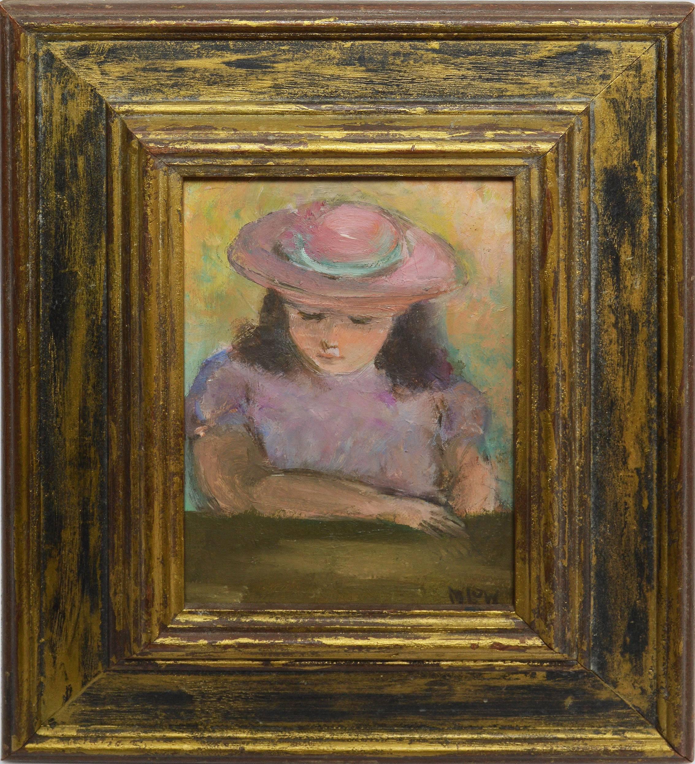 Unknown Portrait Painting - Portrait of a Young Girl Reading
