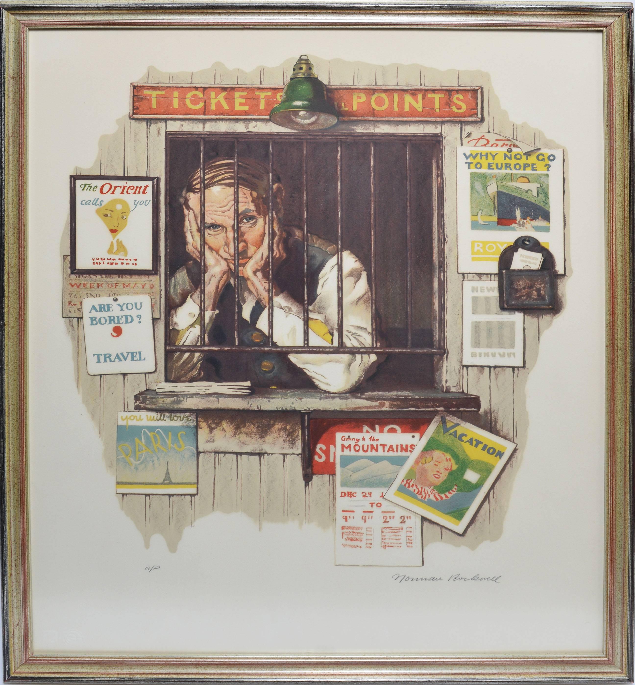 Norman Rockwell Figurative Print - The Ticket Seller, Cover for Saturday Evening Post 1937
