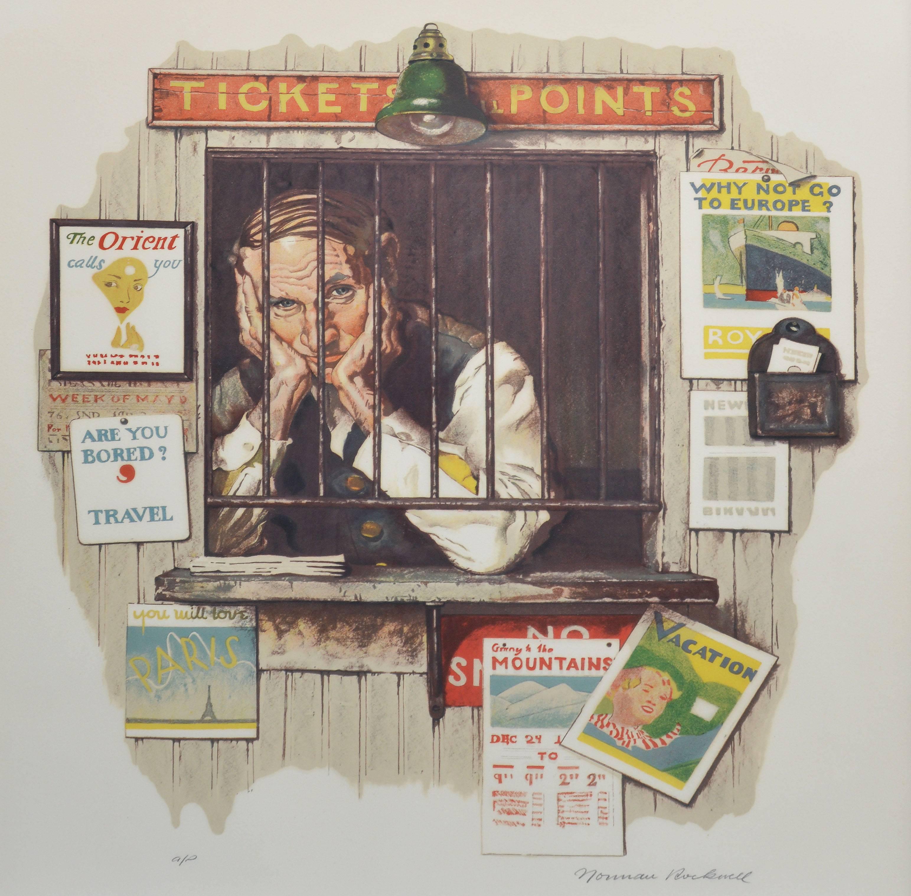 The Ticket Seller, Cover for Saturday Evening Post 1937 - Realist Print by Norman Rockwell