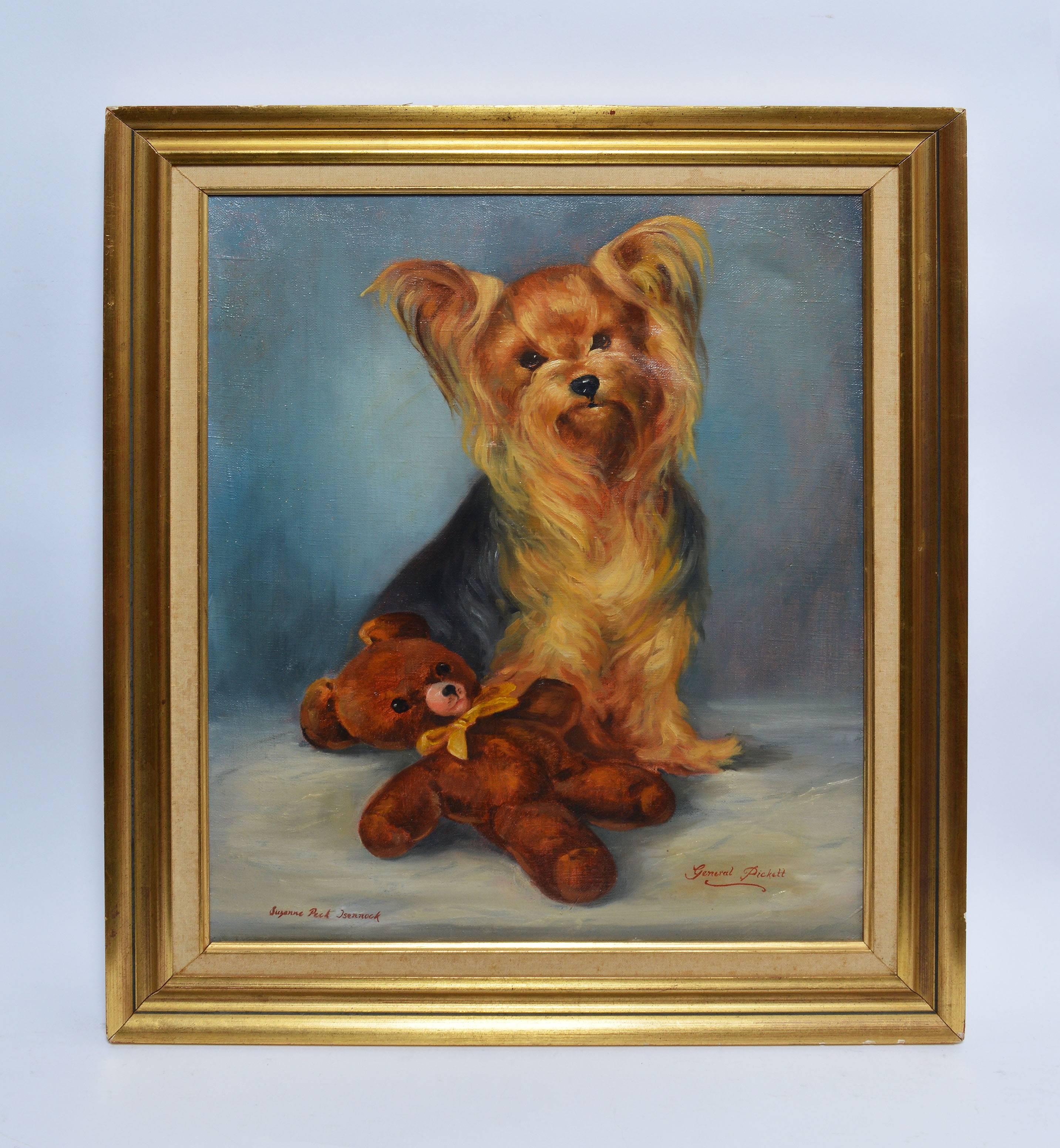 Portrait of a Yorkie Dog  - Painting by Unknown