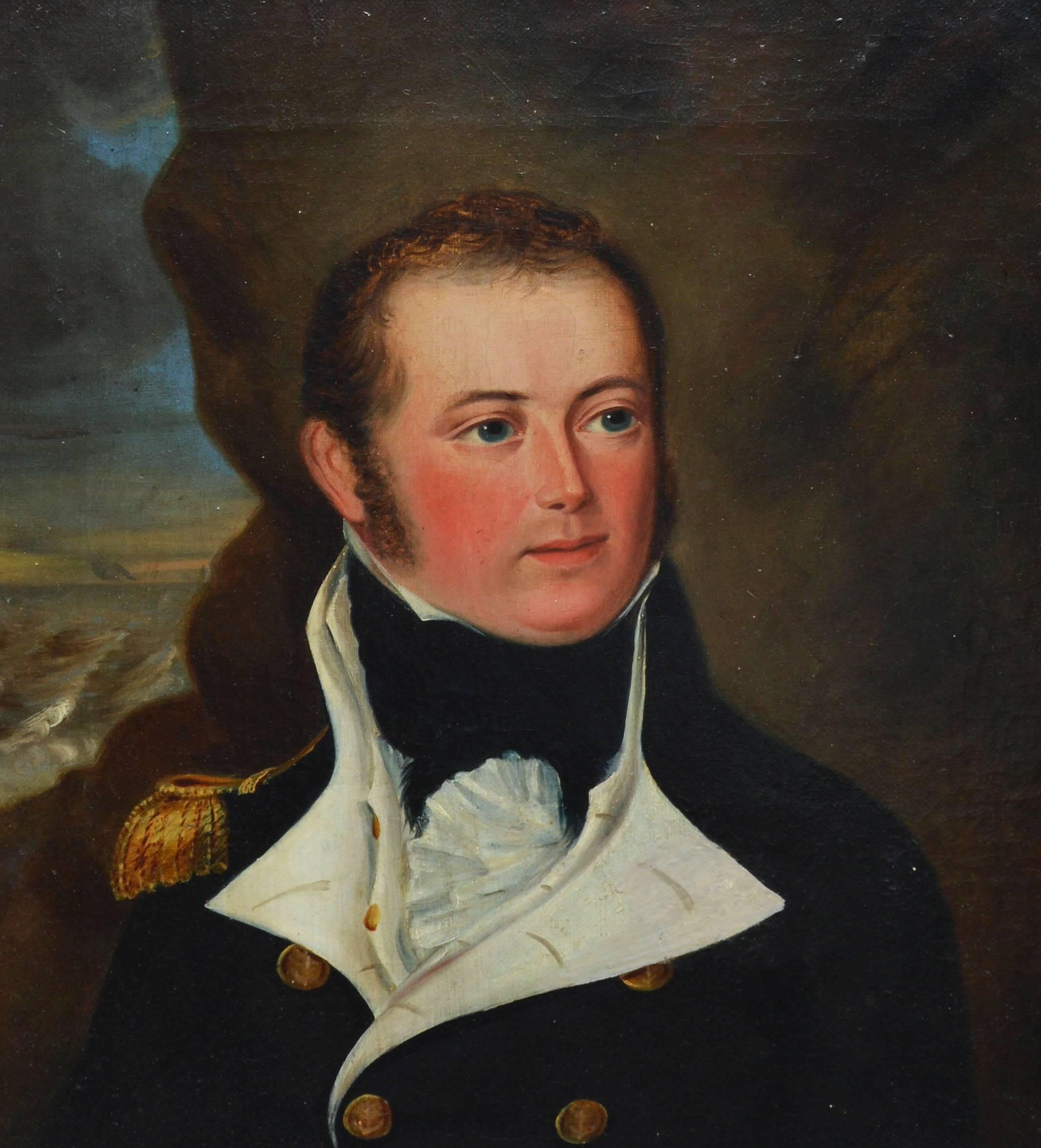 Portrait of a Military Officer - Brown Portrait Painting by Unknown