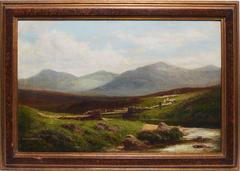 English Landscape with Sheep and Wild Flowers