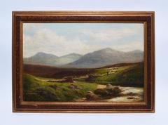 English Landscape with Sheep and Wild Flowers