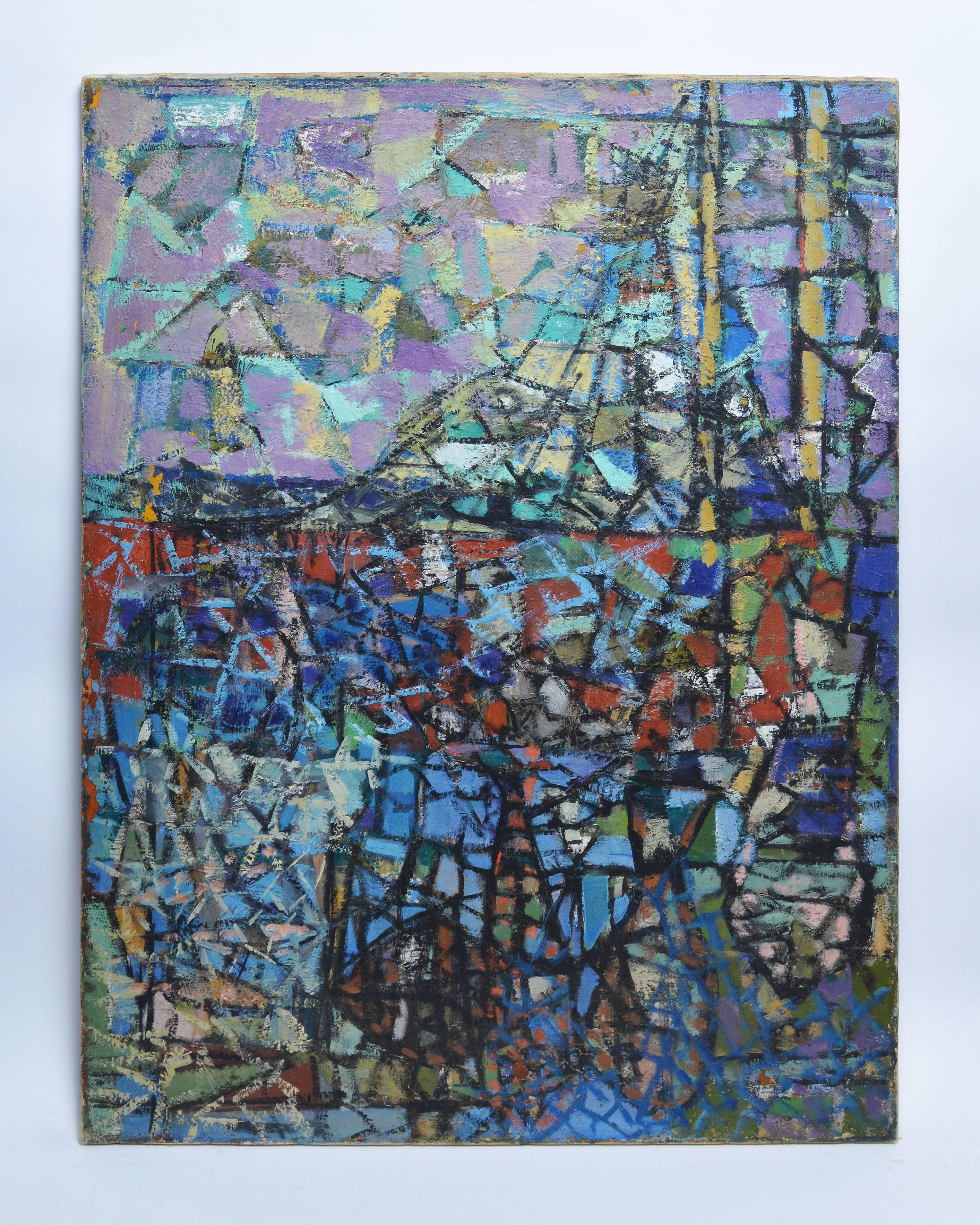 Unknown Abstract Painting - Abstract Harbor View