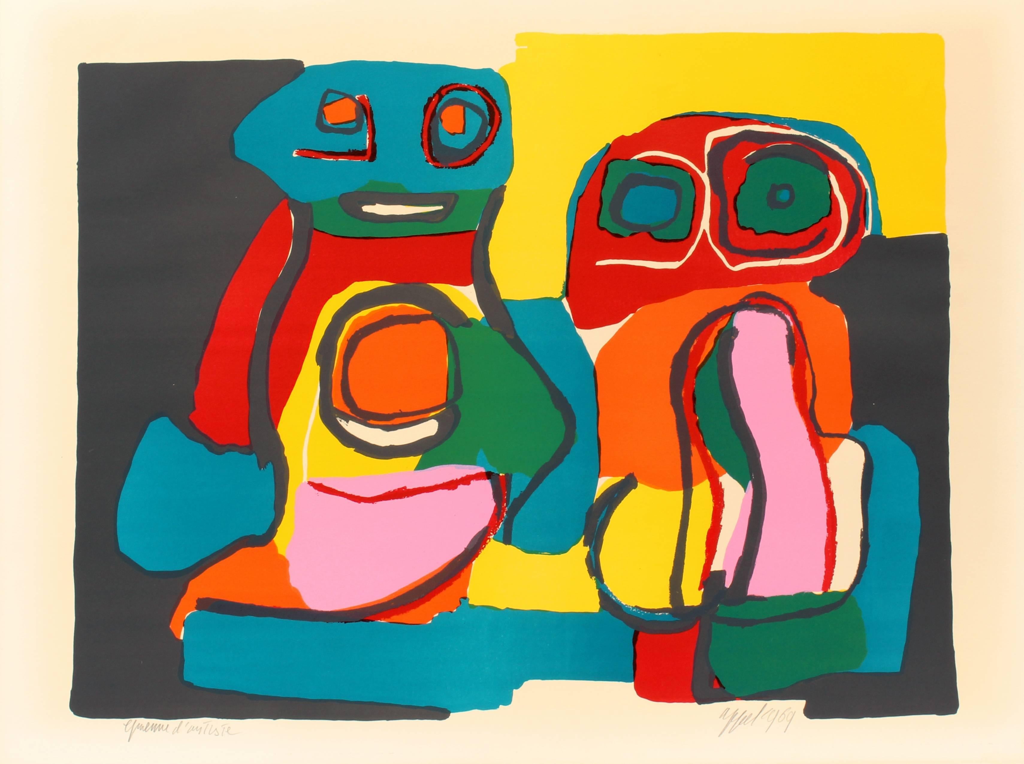 An original lithograph hand signed and annotated &quot;epreuve d'artiste&quot; by Karel Appel, an artist's proof aside from the edition of 75.

This wonderful graphic created in 1969, is in mint condition.

The work may be framed at a wholesale