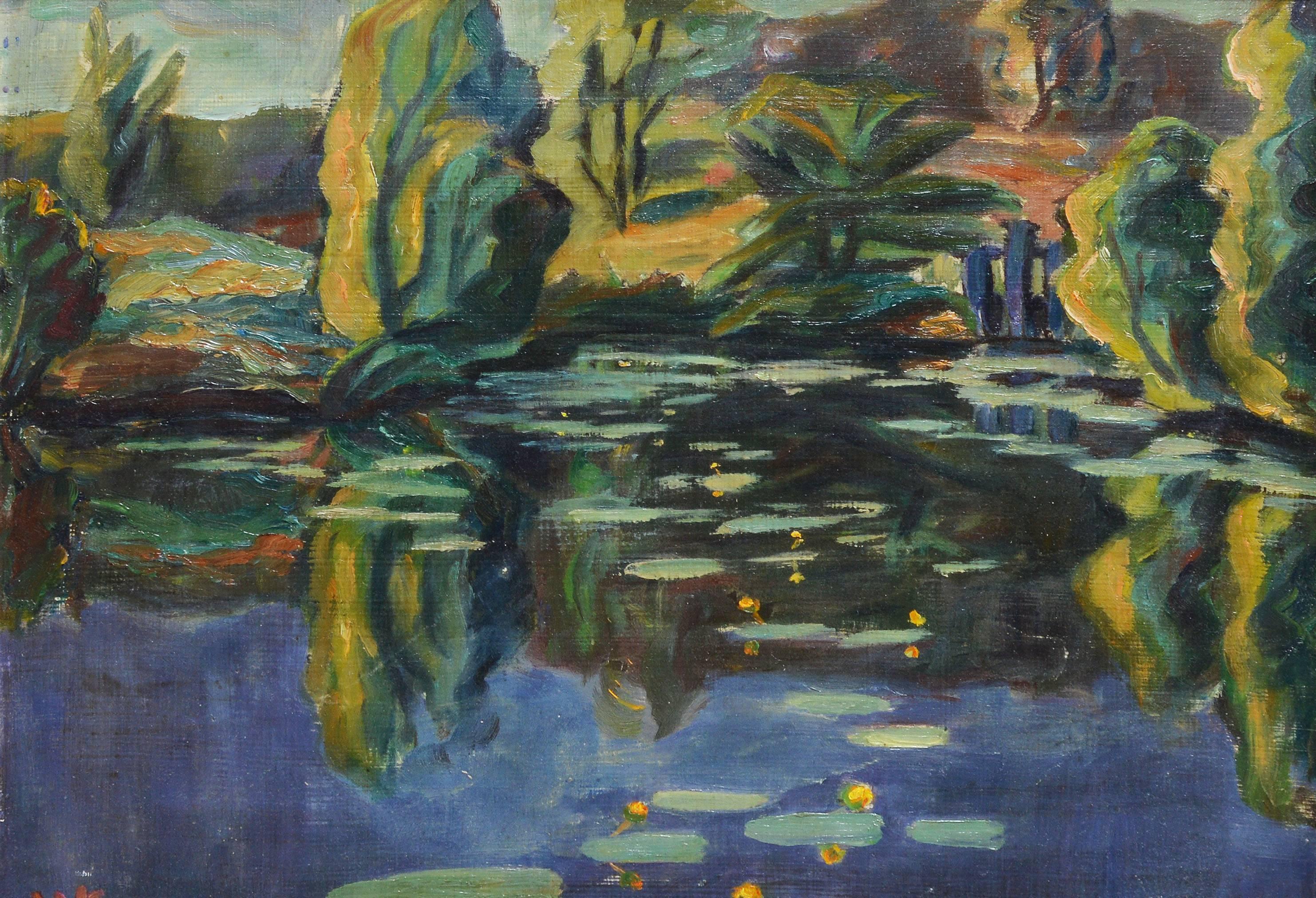 Modernist Lake Landscape with Lily Pads 1