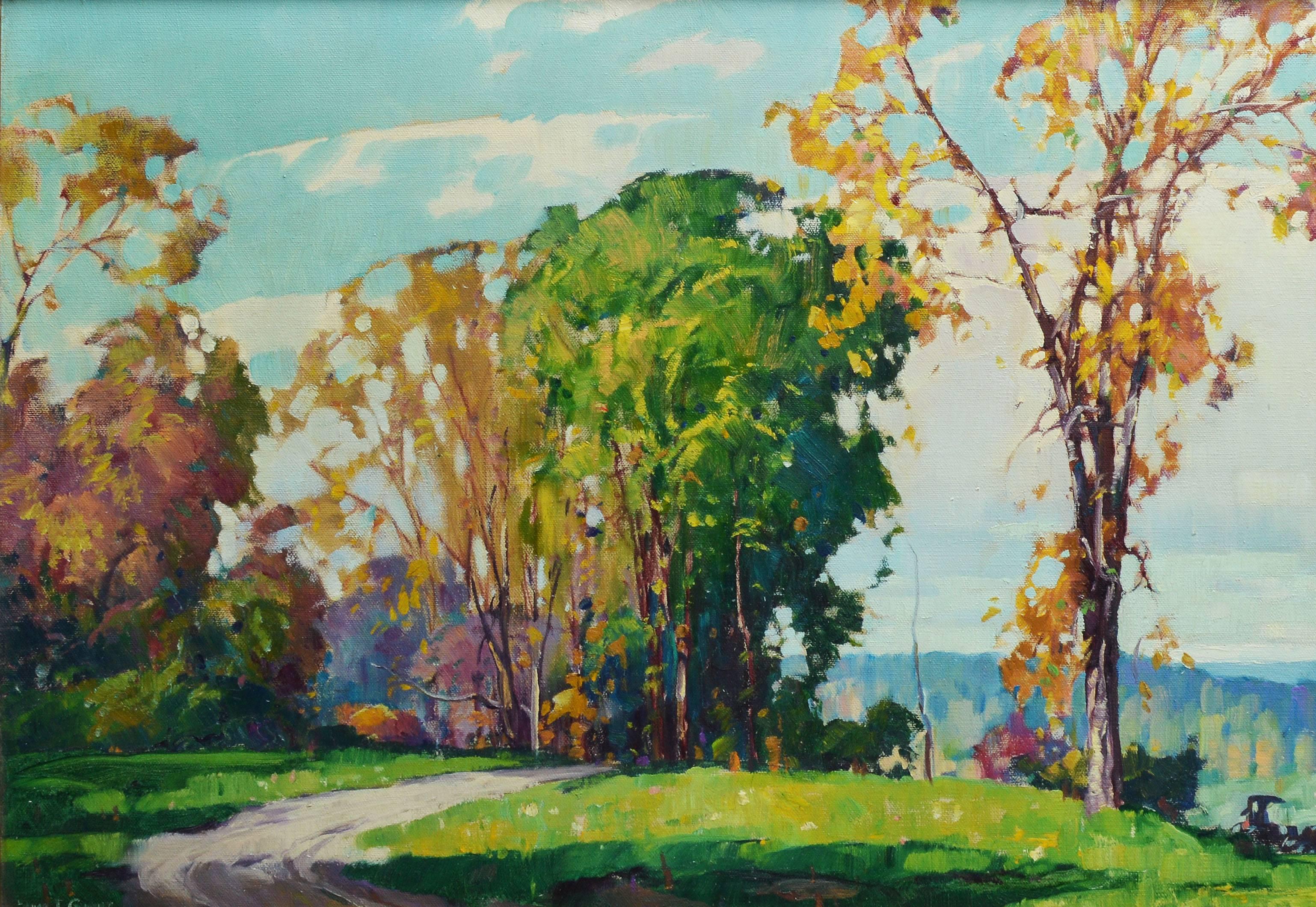 Impressionist Fall landscape by Edward T. Grigware (1889-1960).  Oil on canvas, circa 1920.  Signed lower left, 