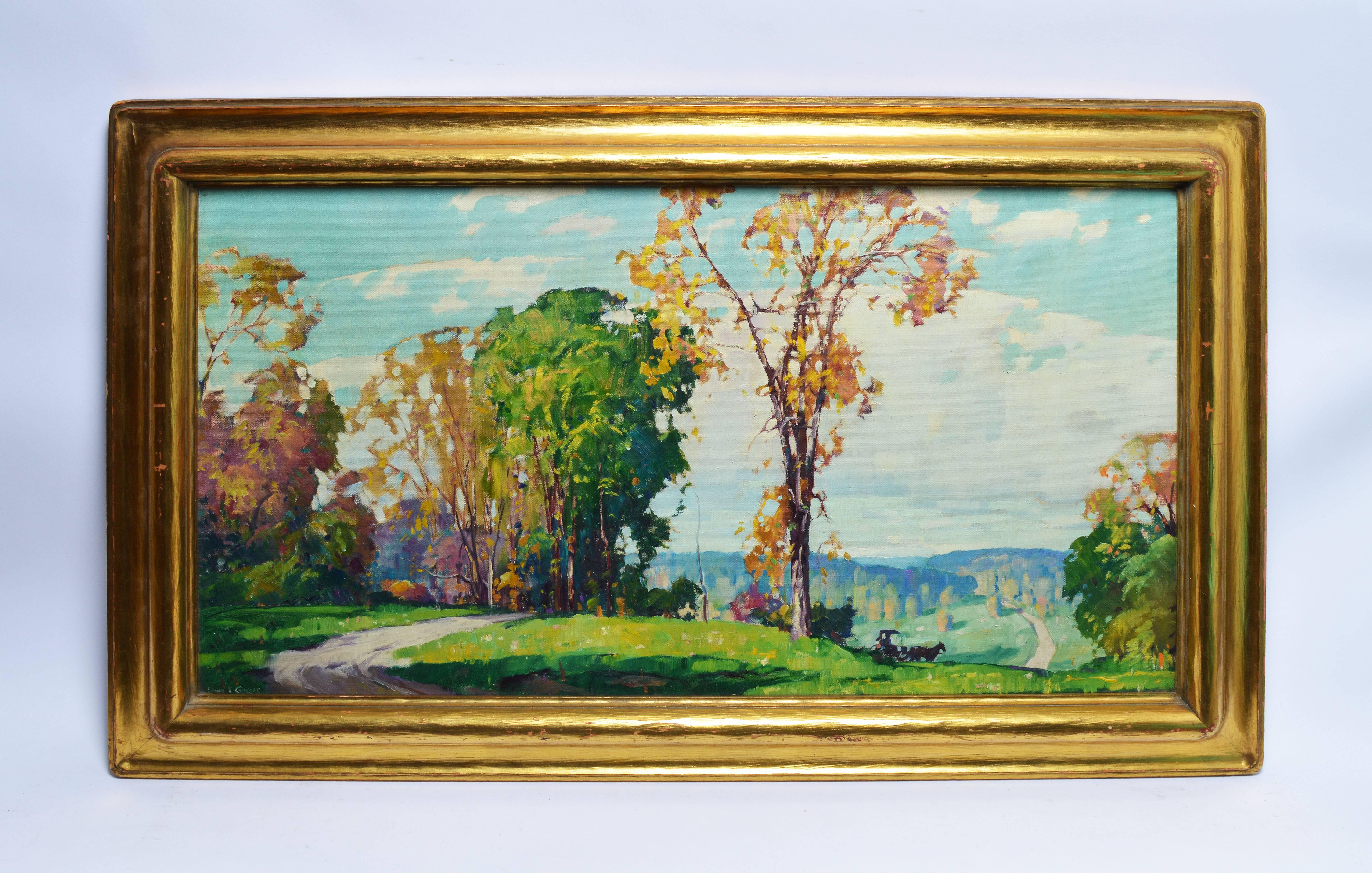 The Open Road, Impressionist Landscape by Edward Grigware - Painting by Edward T. Grigware
