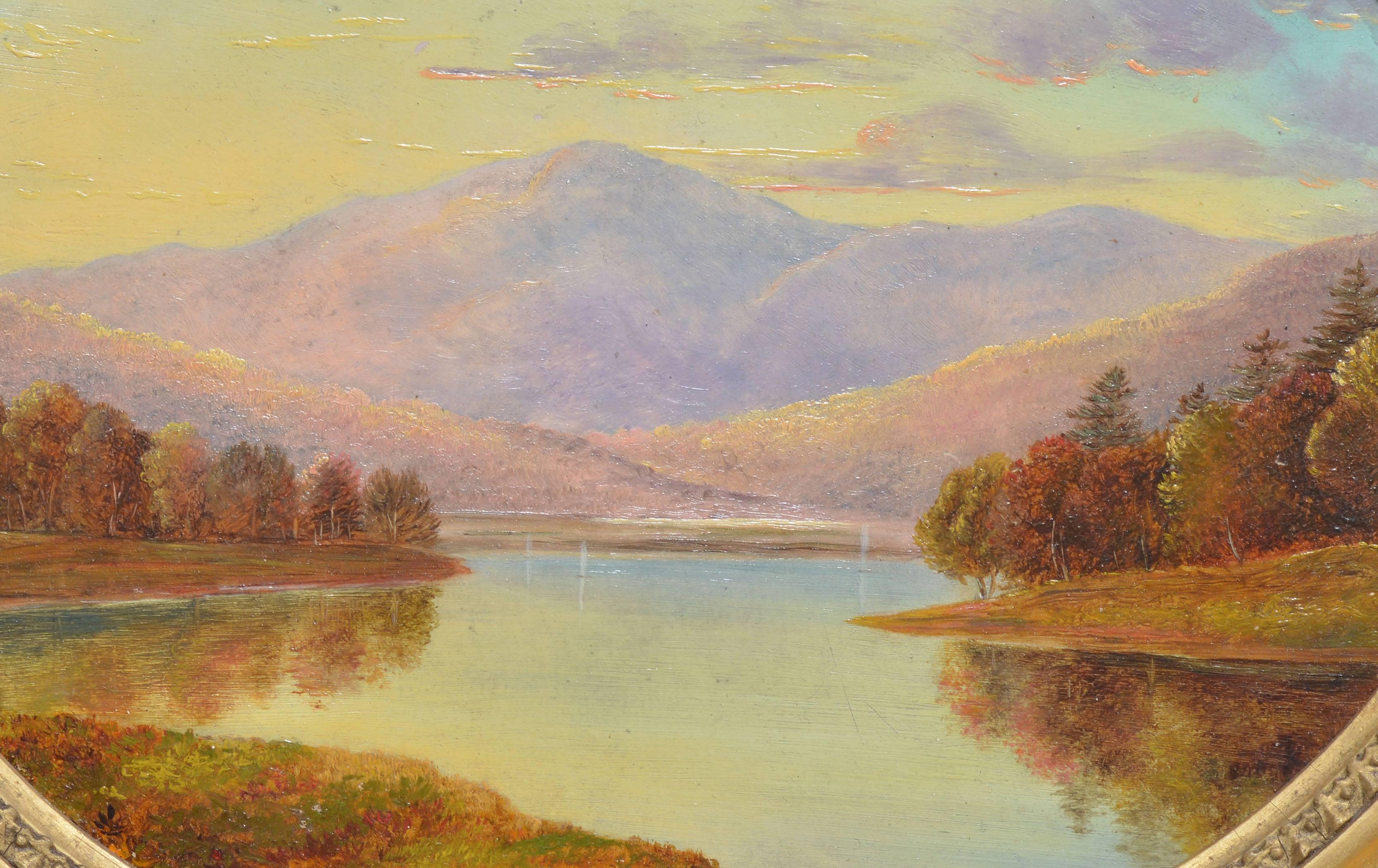 Sunset View of the Hudson River by James Suydam - Hudson River School Painting by James Augustus Suydam
