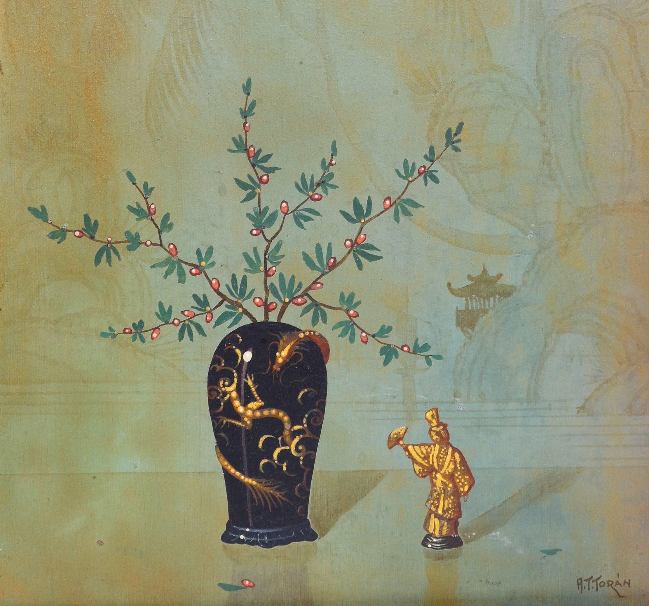 Delicate Still Life with Japanese Motif by Alfonso Toran 1