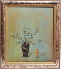 Vintage Delicate Still Life with Japanese Motif by Alfonso Toran