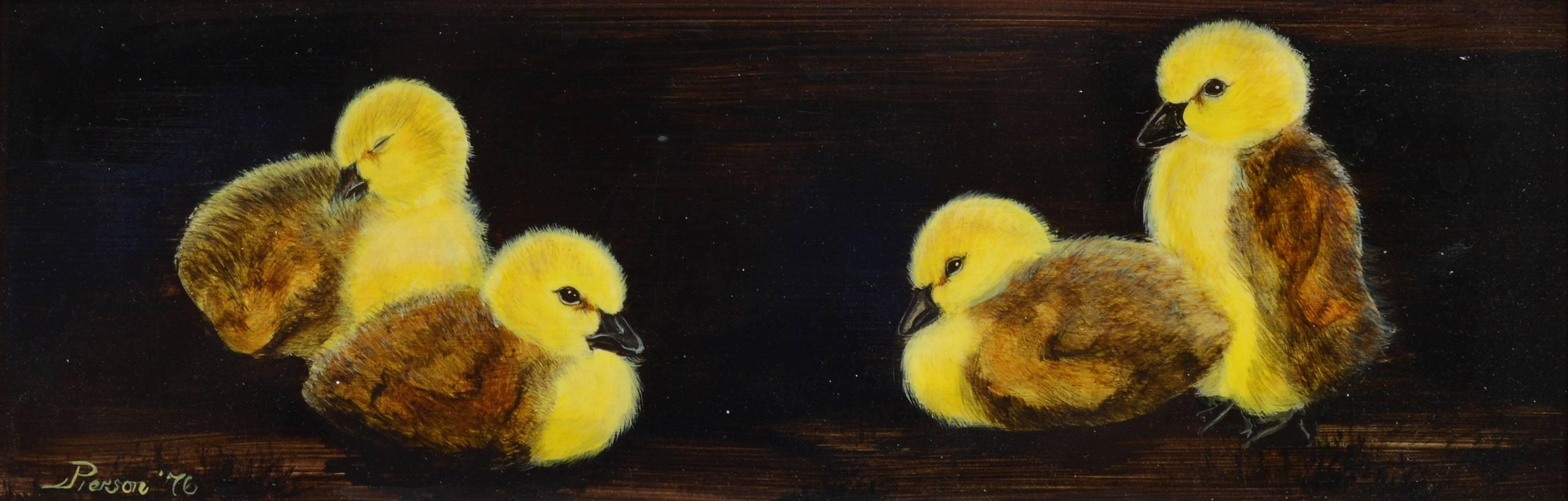 Realist Portrait of Chicks - Brown Animal Painting by Unknown