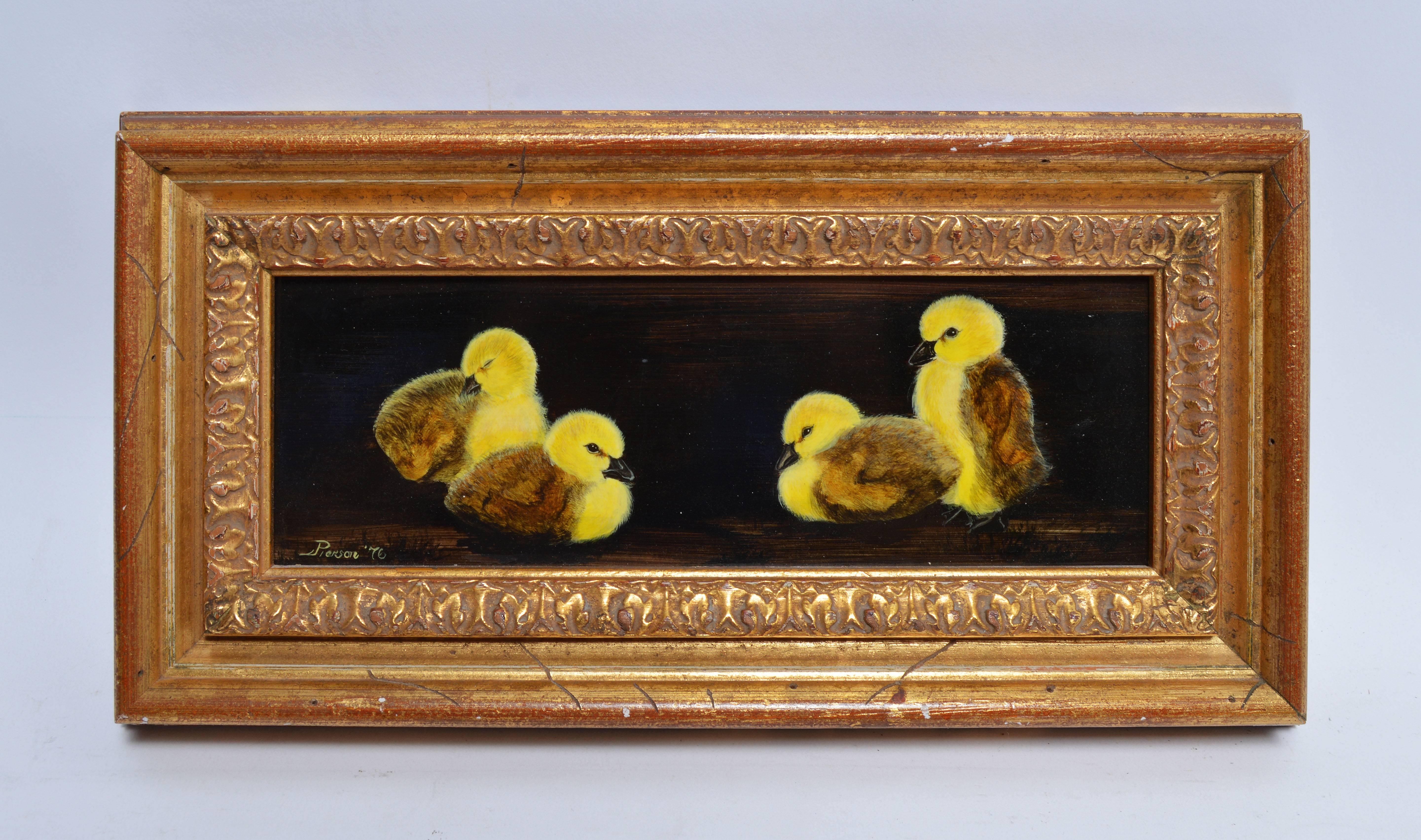 Realist Portrait of Chicks - Painting by Unknown