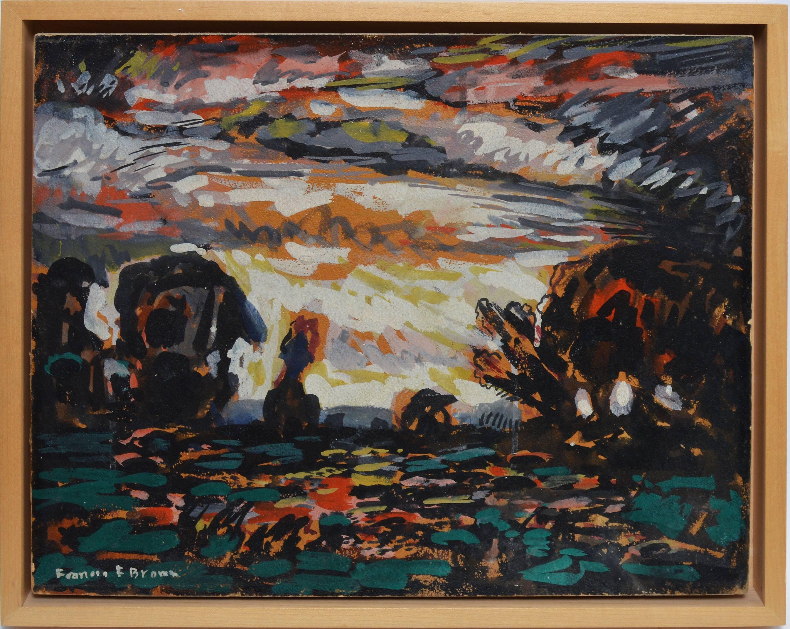 Francis Brown Landscape Painting - Modernist Stormy Landscape by Francis Focer Brown