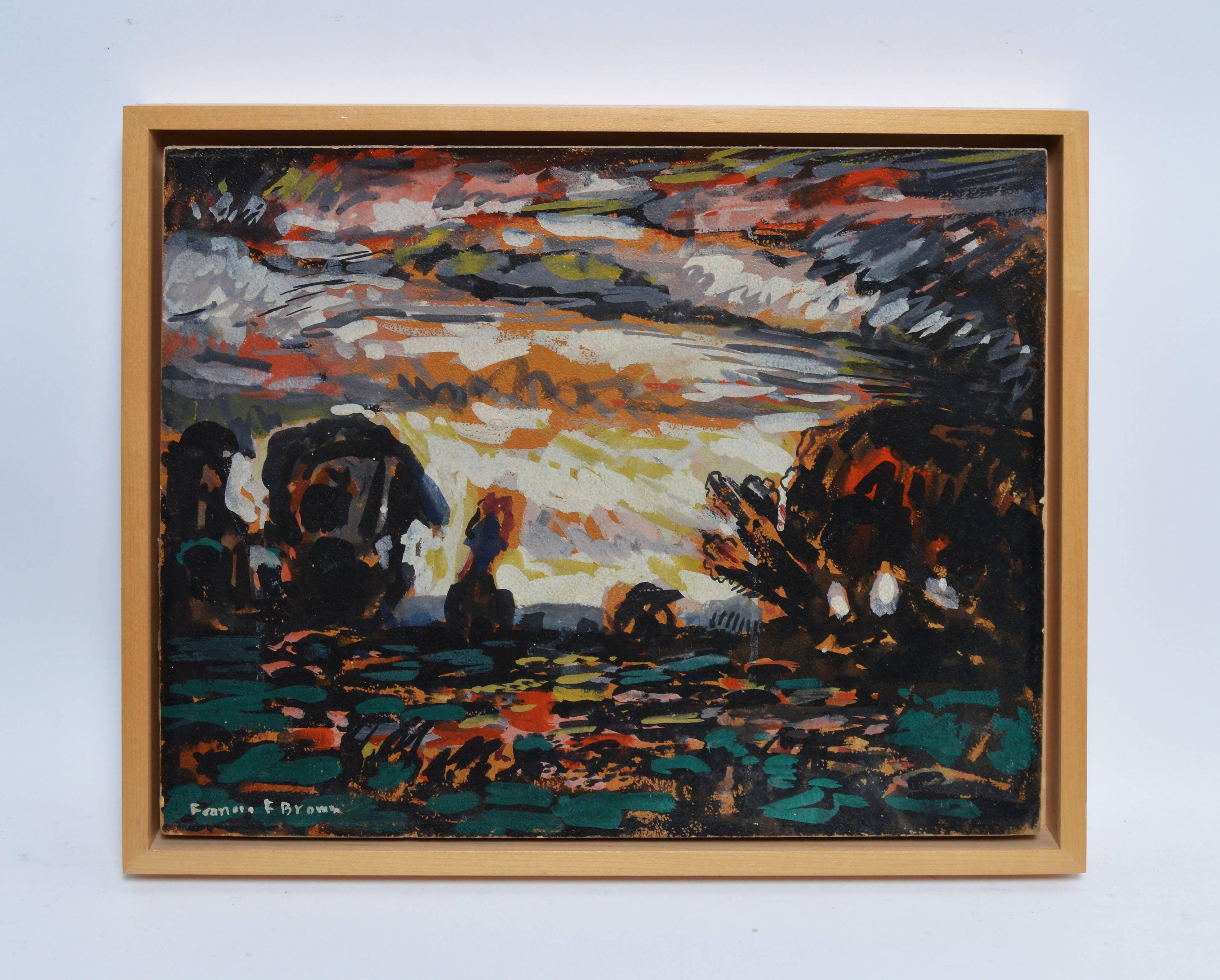 Modernist Stormy Landscape by Francis Focer Brown - Painting by Francis Brown