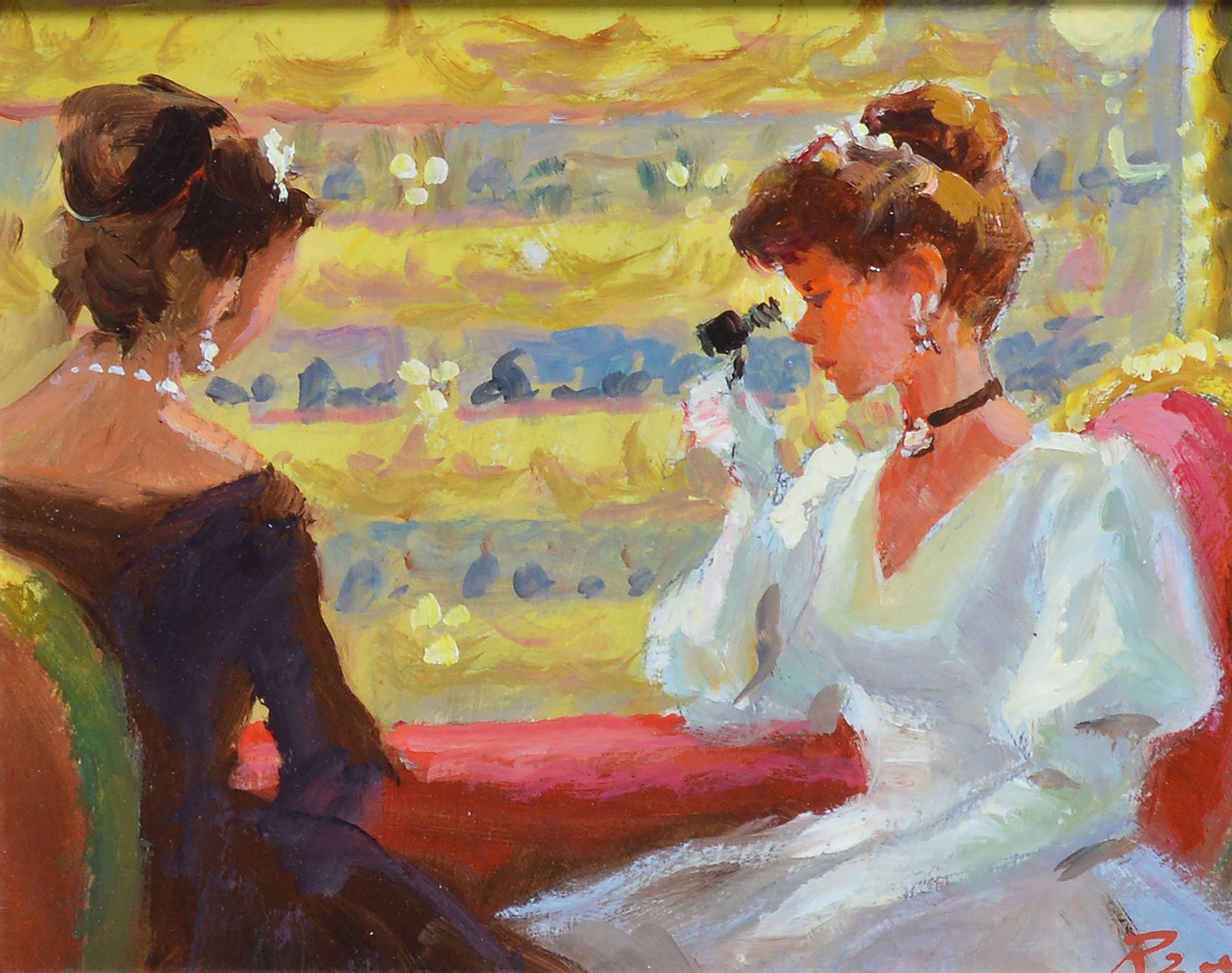 At The Opera - Brown Portrait Painting by Unknown