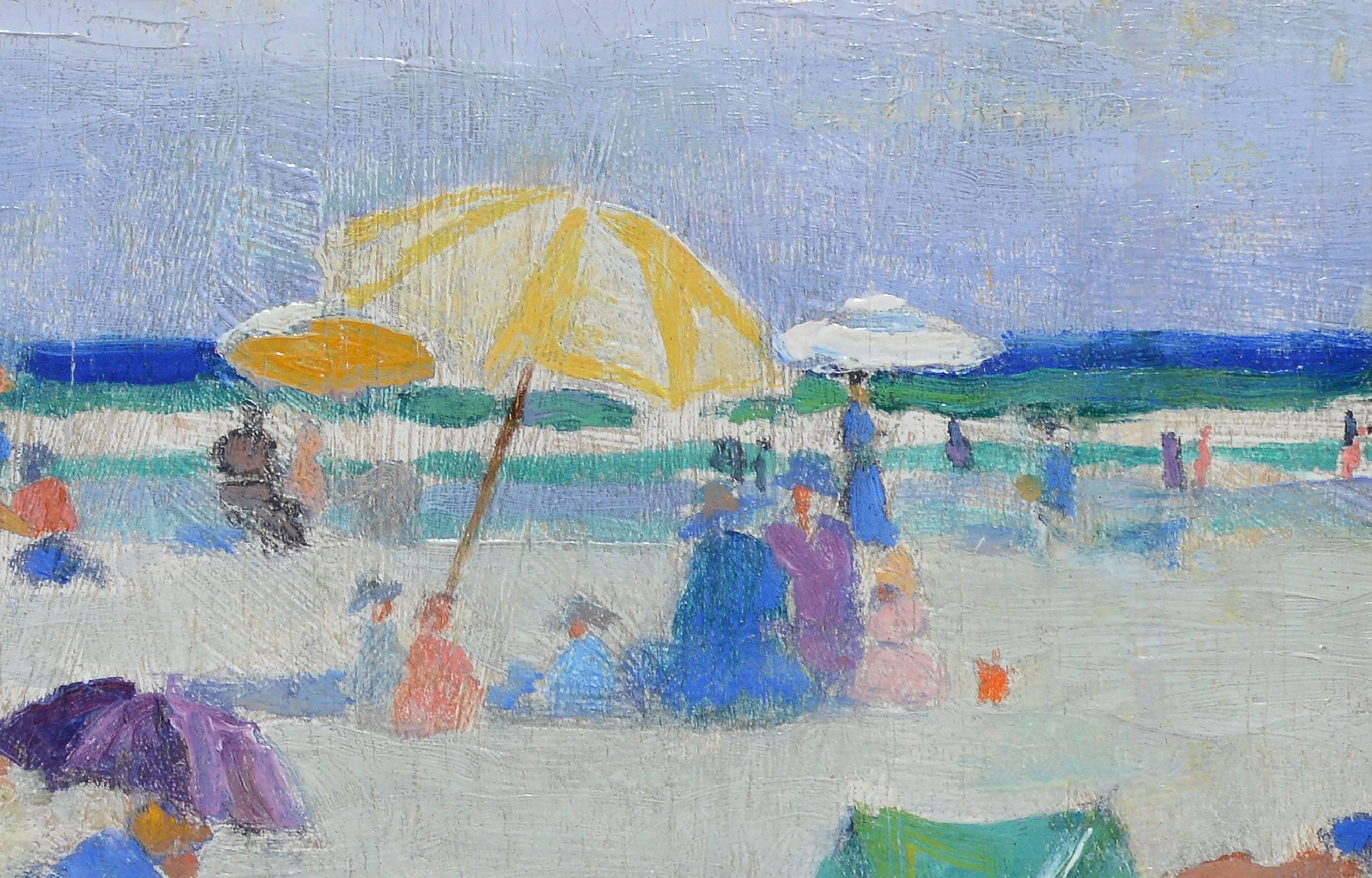 Summer Day at the Beach - Impressionist Painting by Paulette Victorine J. Van Roekens