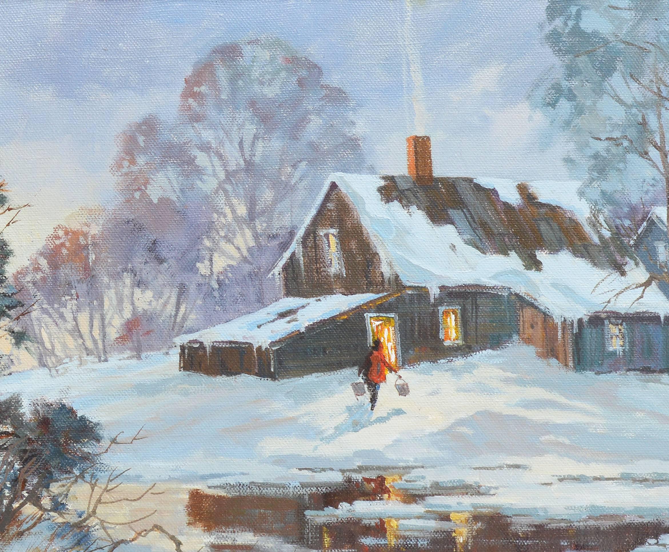 winter cabin painting