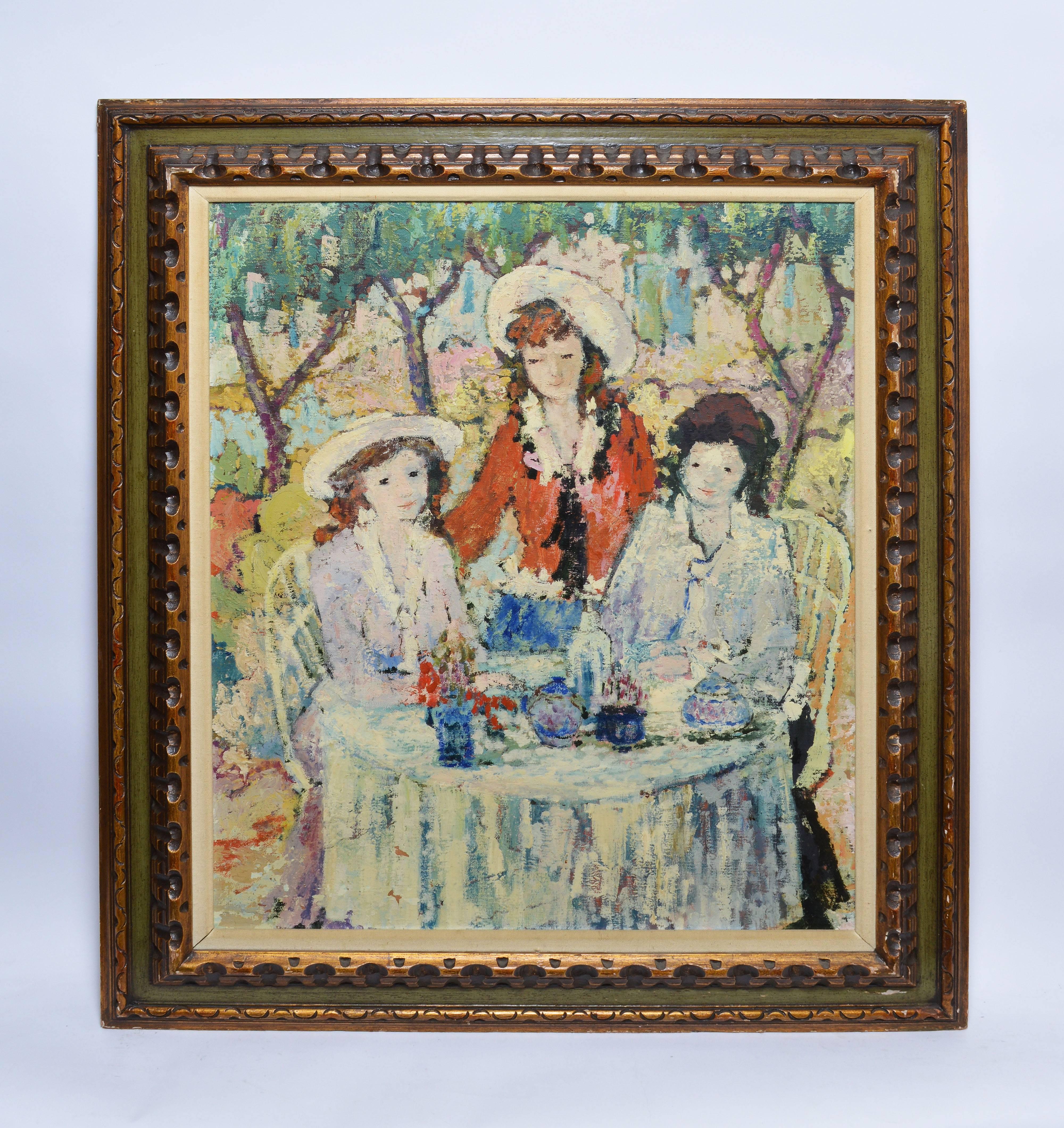 Paris School Portrait of Three Woman at Lunch - Painting by Unknown