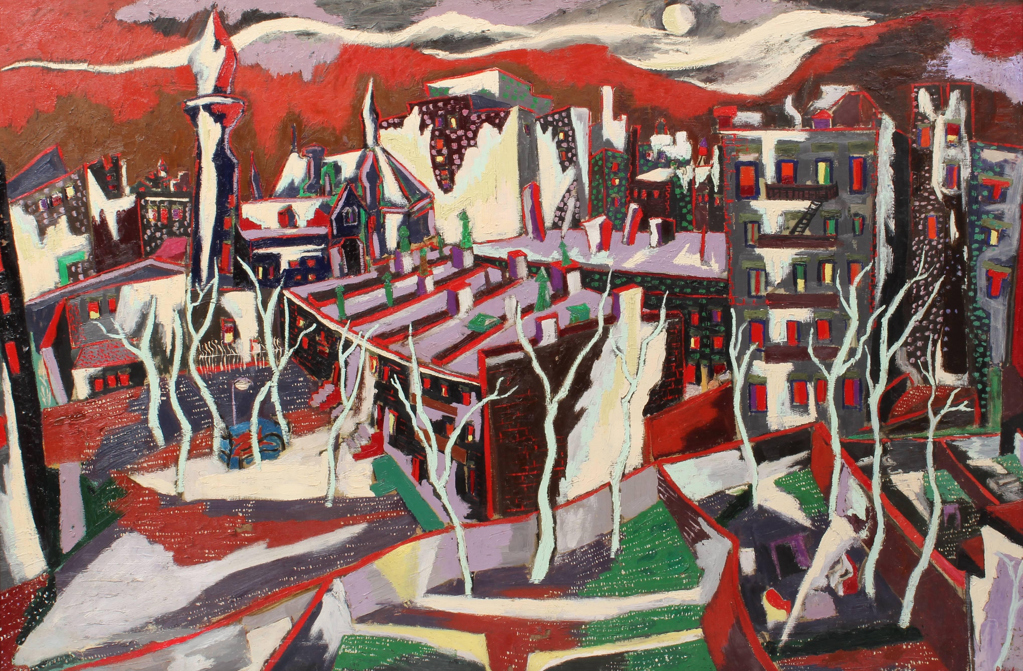 Esther Rollick Landscape Painting - Modernist Cityscape