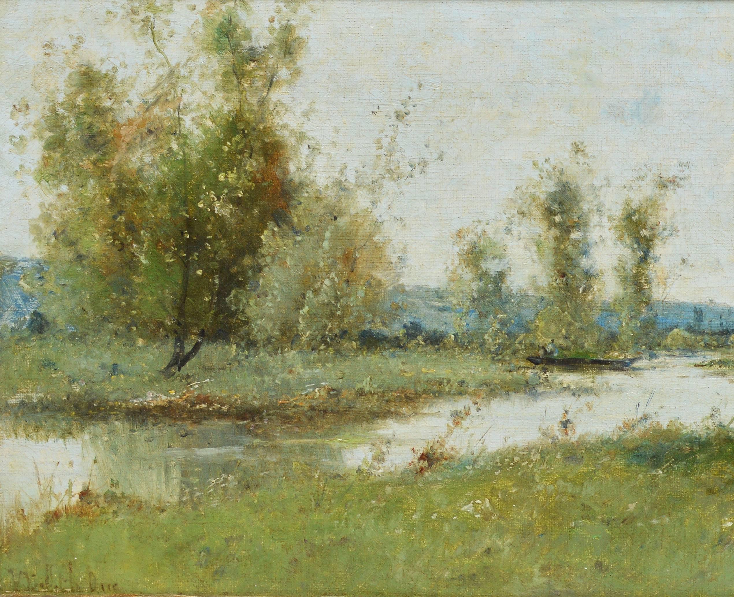Barbizon River Landscape with a Boat by Victor Viollet-le-Duc  1