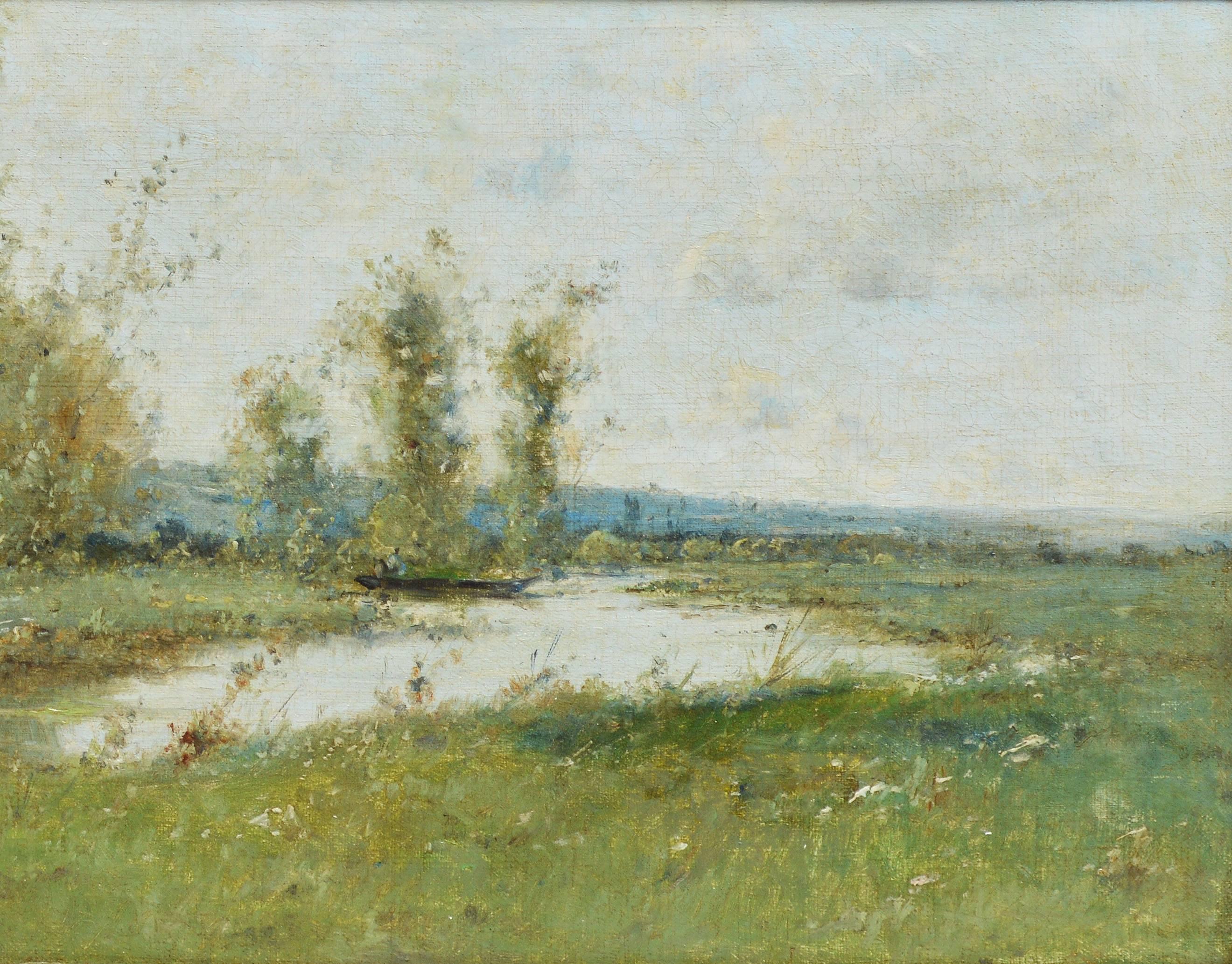 Barbizon River Landscape with a Boat by Victor Viollet-le-Duc  2