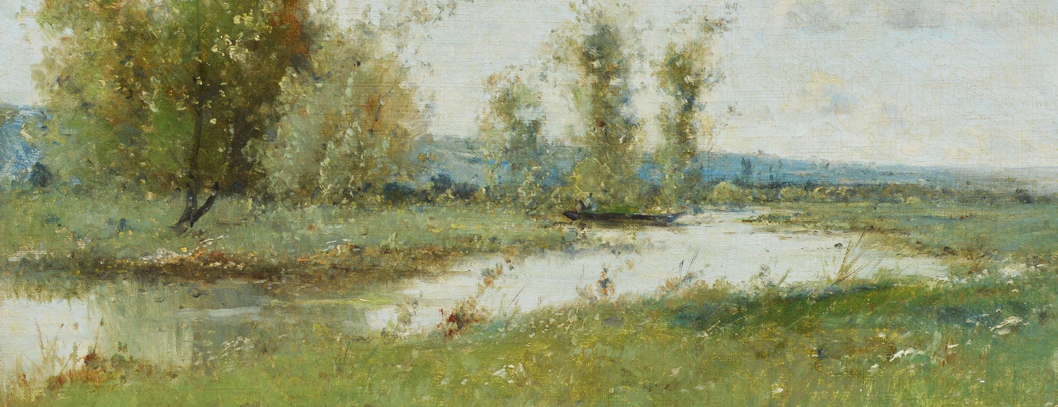 Barbizon River Landscape with a Boat by Victor Viollet-le-Duc  3