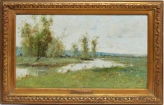 River Landscape with a Boat von Victor Viollet-le-Duc, Barbizon 