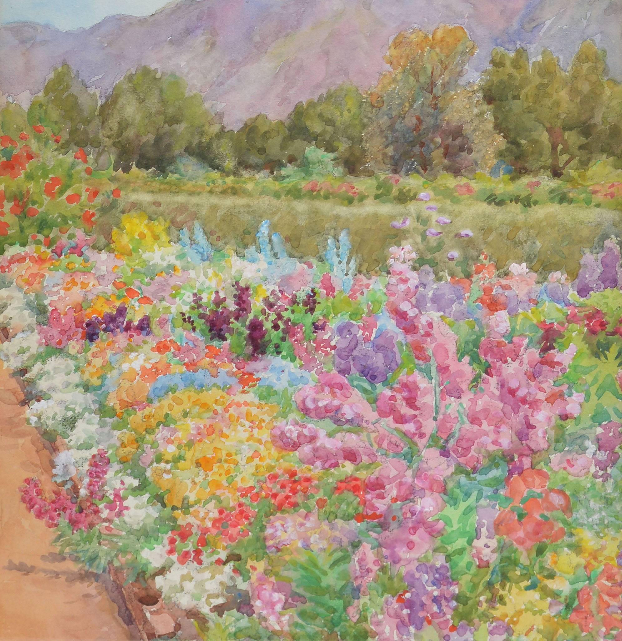 Impressionist Mountain View with Wild Flowers by Elizabeth Drake  1