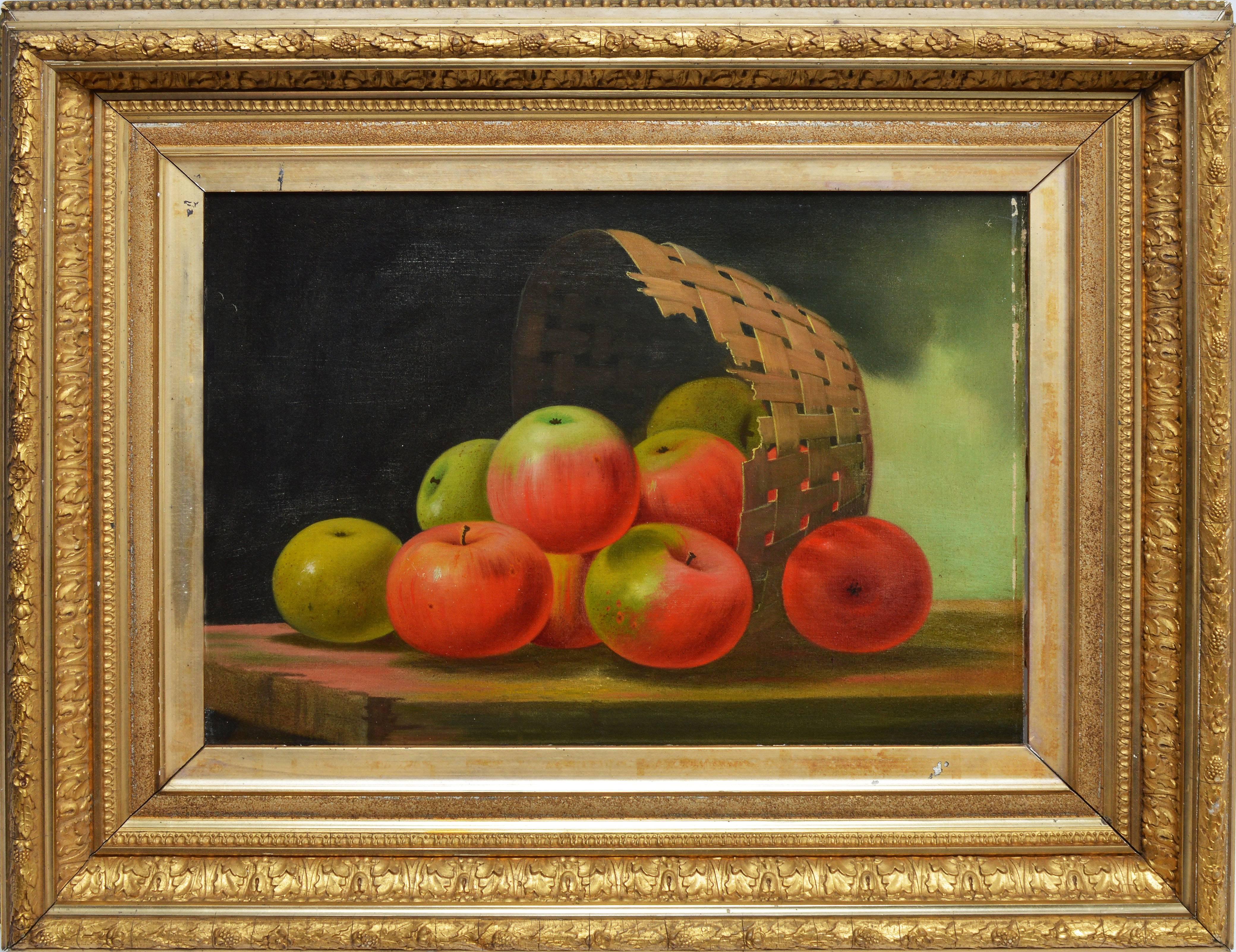 Unknown Still-Life Painting - Antique American School Apple Still Life
