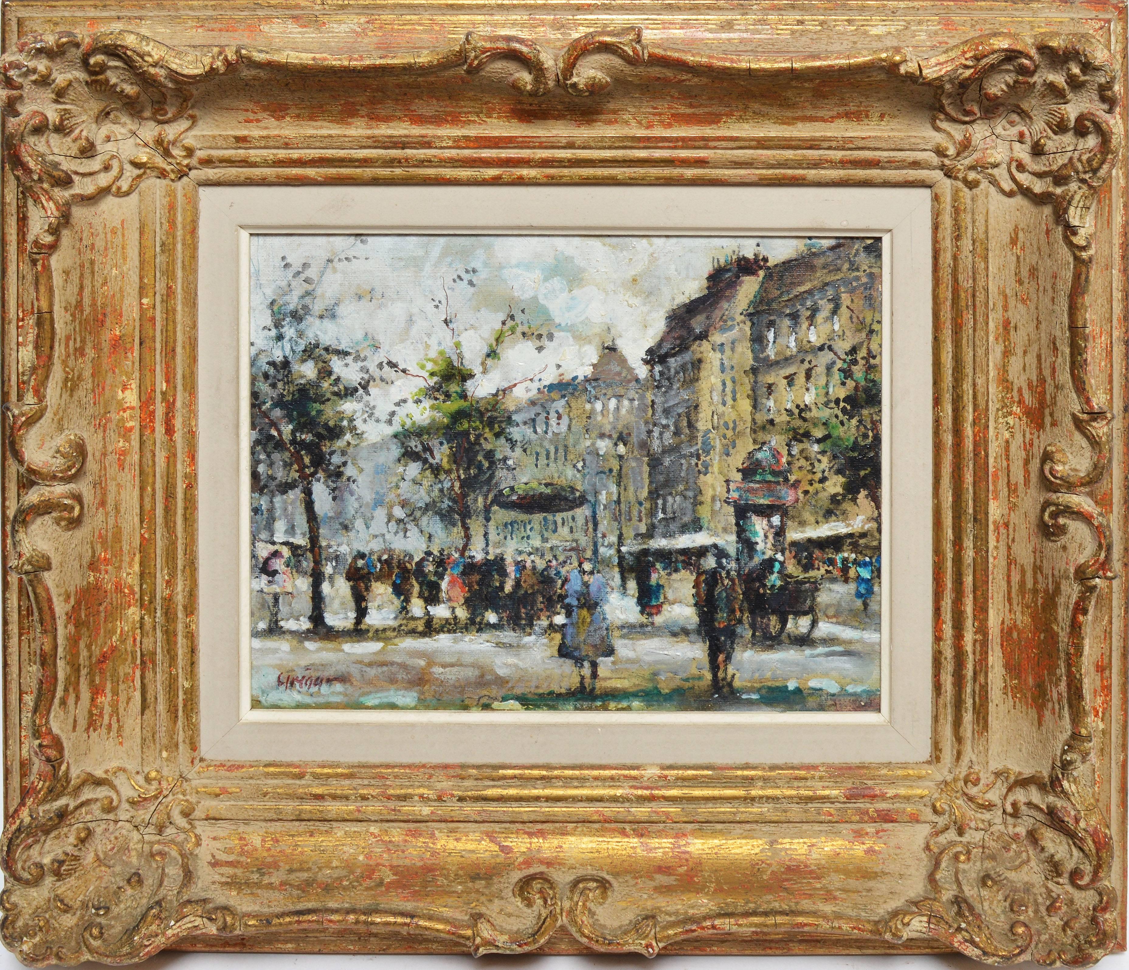 Unknown Landscape Painting - Paris School Impressionist Street view of Montparnasse