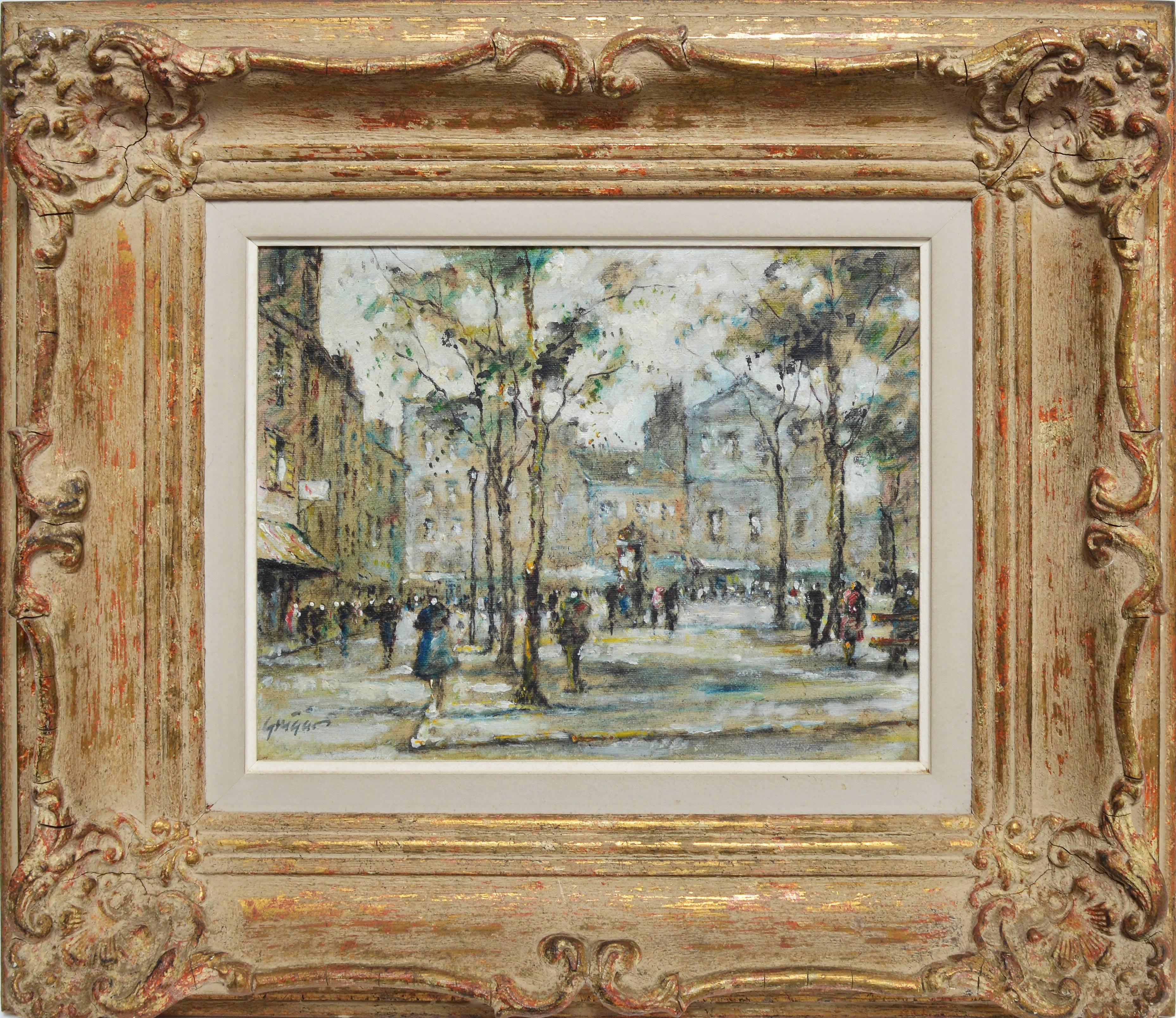 Unknown Landscape Painting - Paris School Impressionist Street View