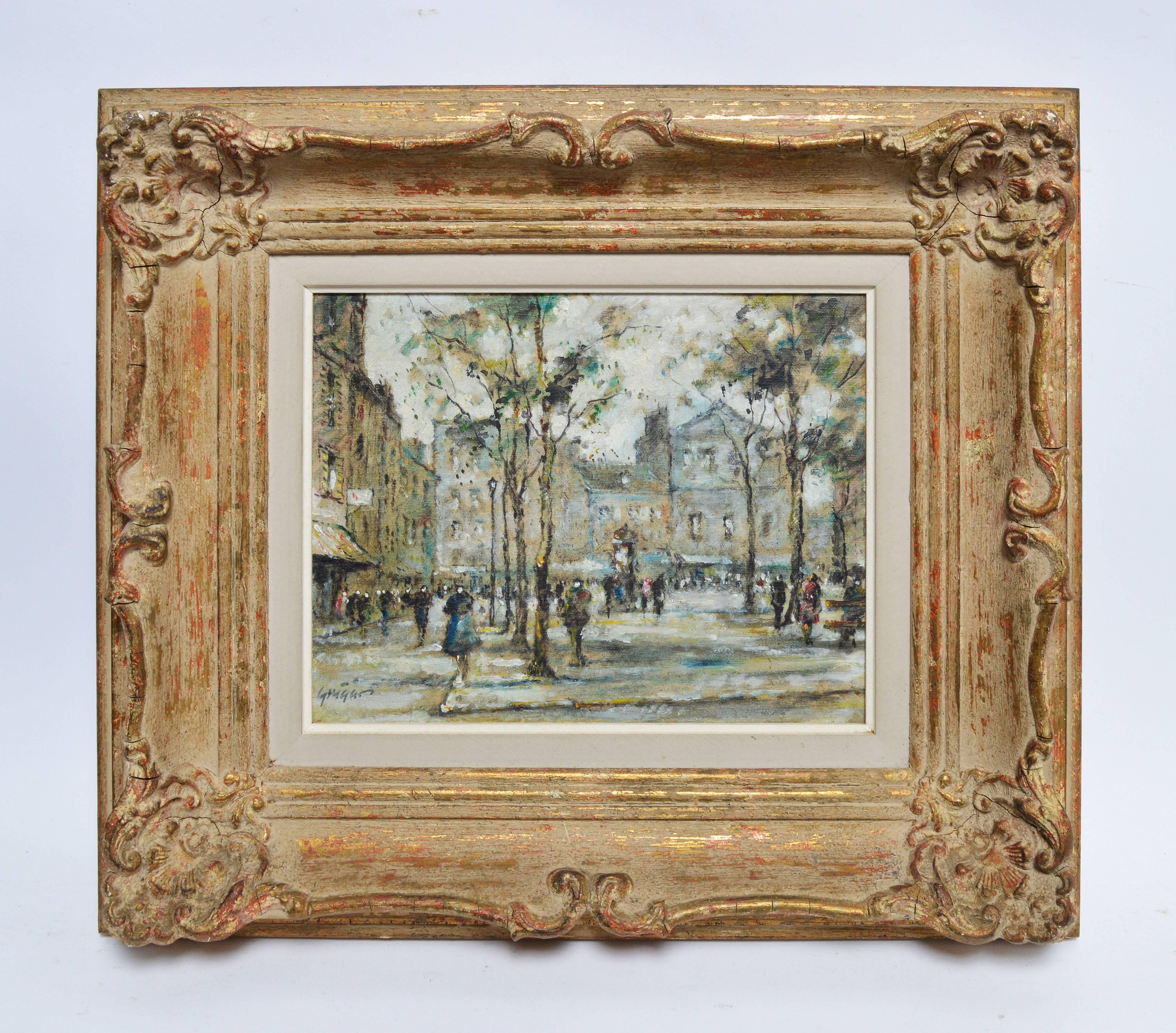 Paris School Impressionist Street View - Painting by Unknown