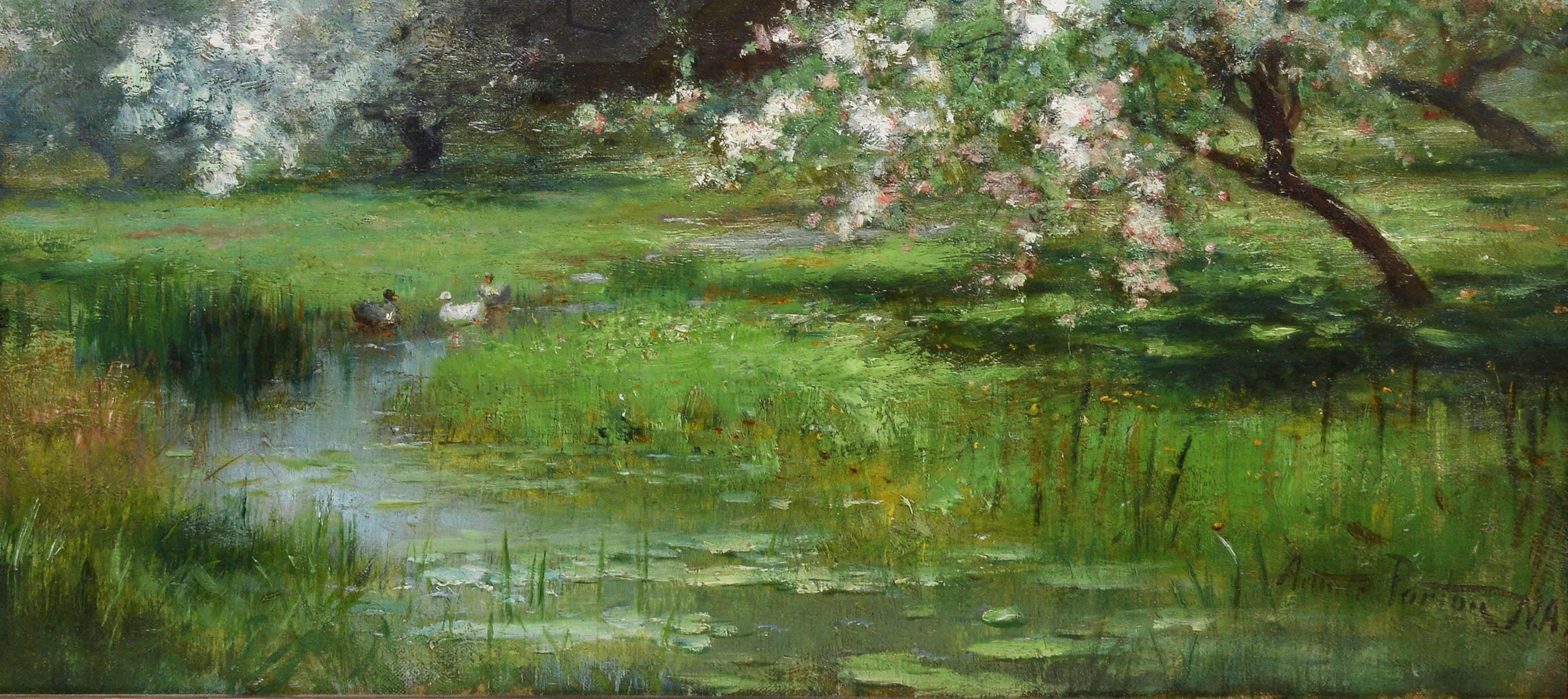 Cherry Blossom Landscape with Waterlilies and Ducks by Arthur Parton 3