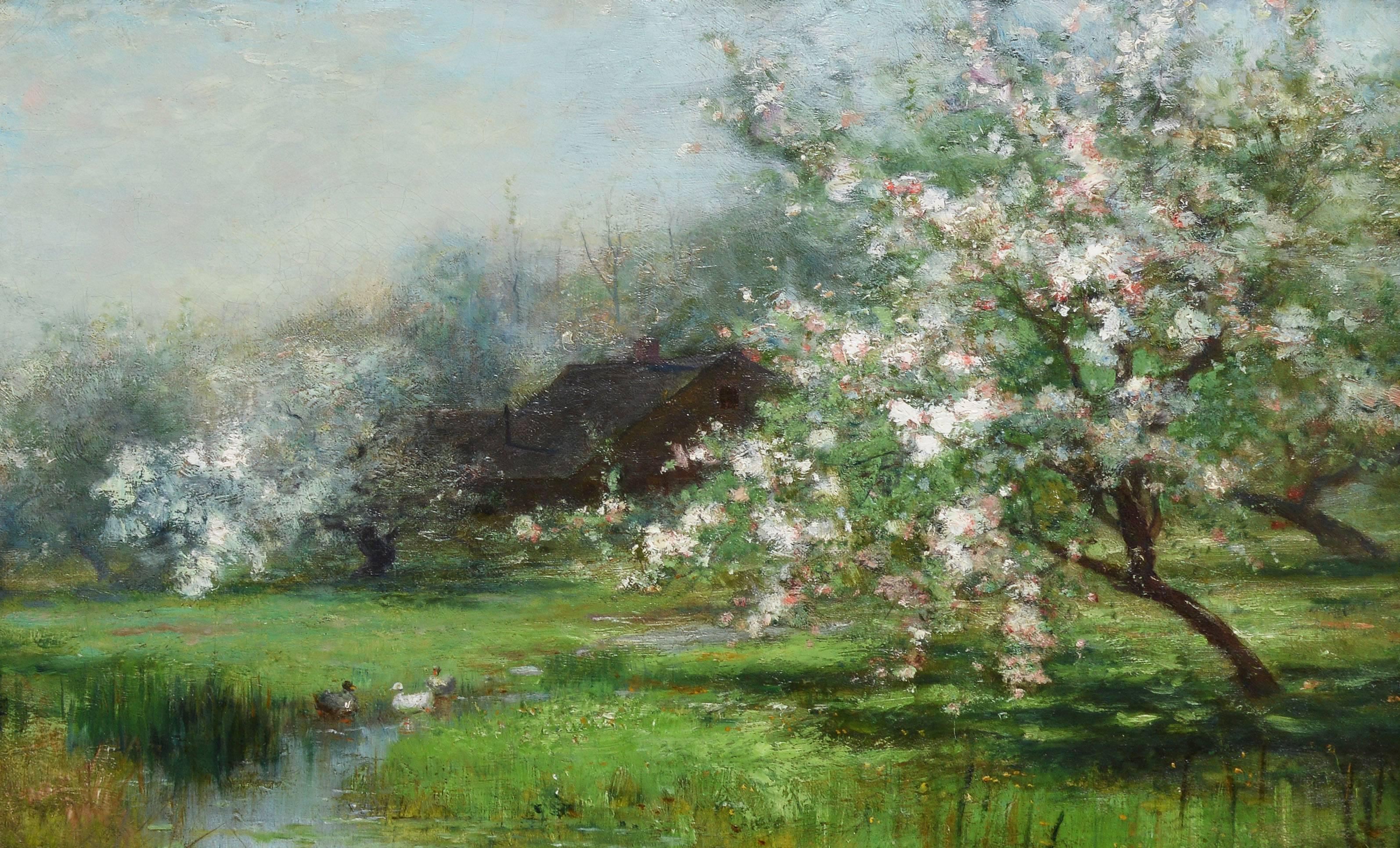 Cherry Blossom Landscape with Waterlilies and Ducks by Arthur Parton 2
