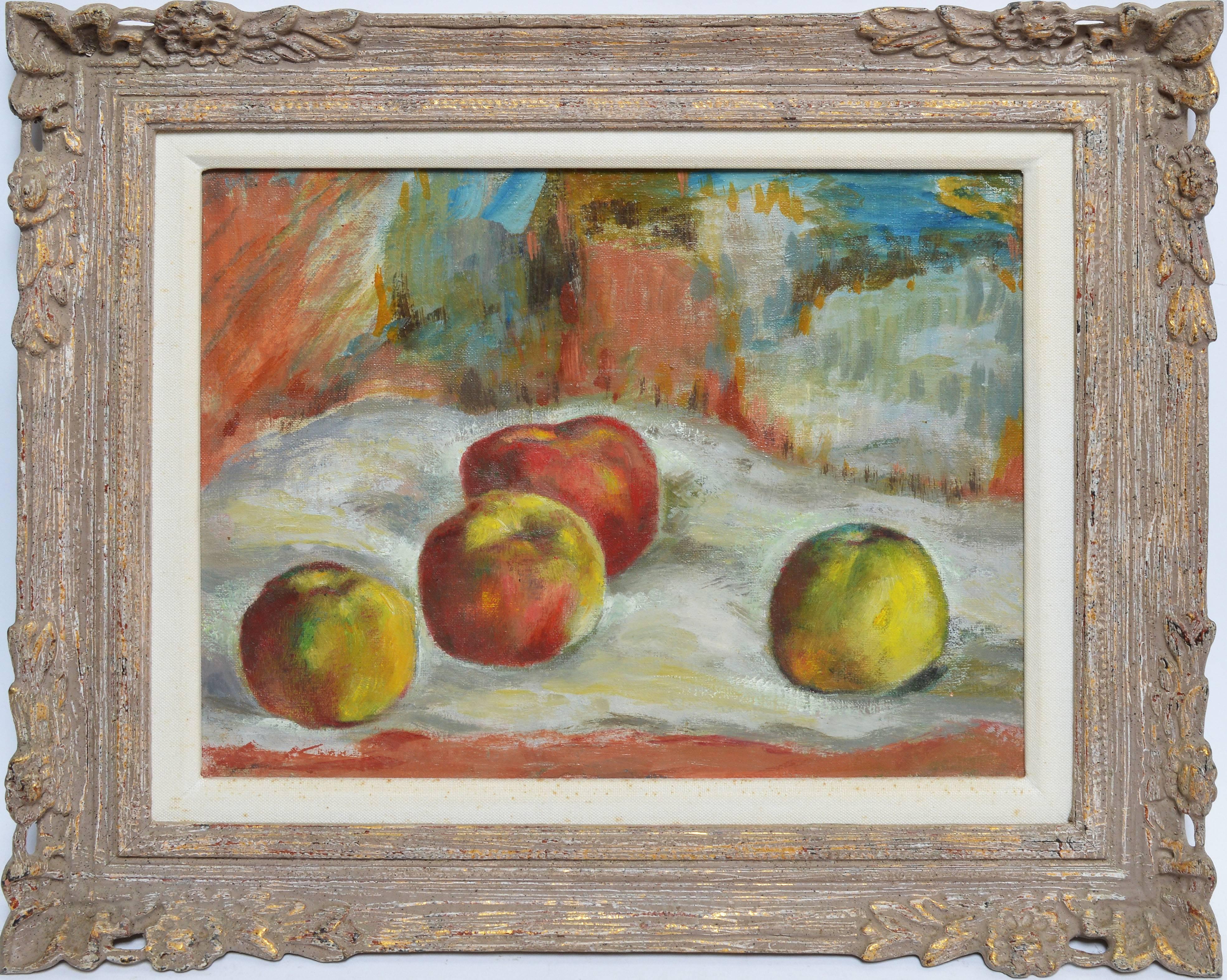 Unknown Still-Life Painting - Modernist Apple Still Life