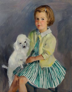 Vintage Young Girl with Poodle