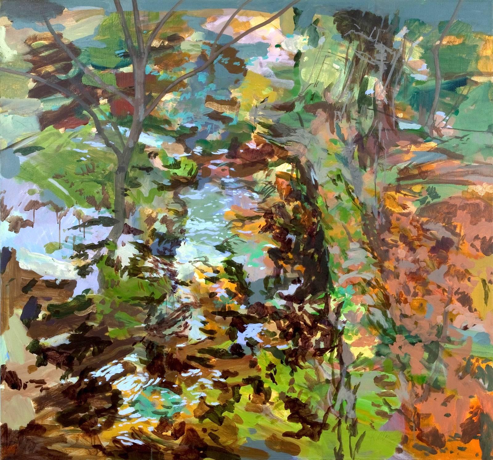 Rebecca Allan Abstract Painting – Nascent Stream Wappinger Creek