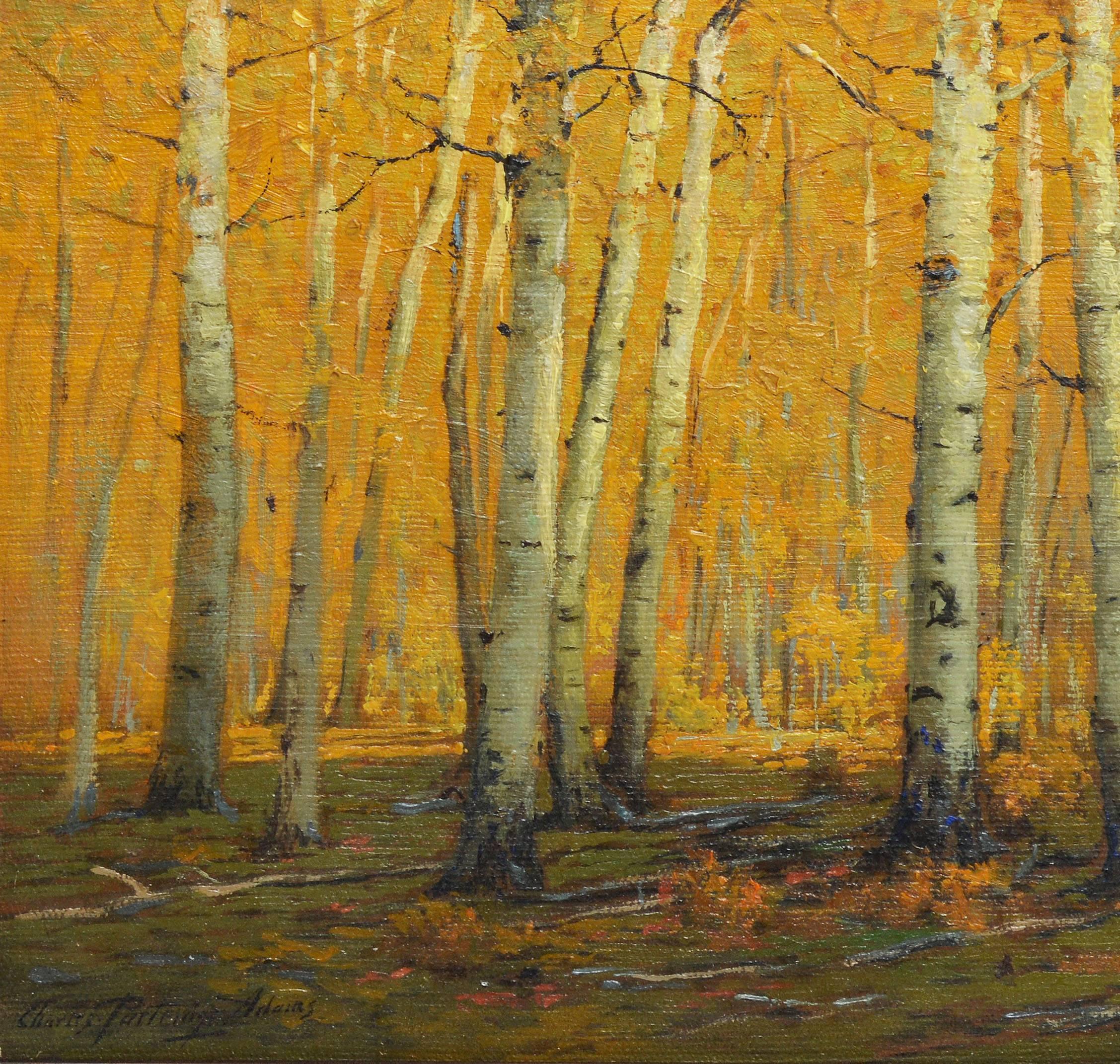 A Path Thru the Aspen Woods Antique Oil Painting by Charles Partridge Adams 3
