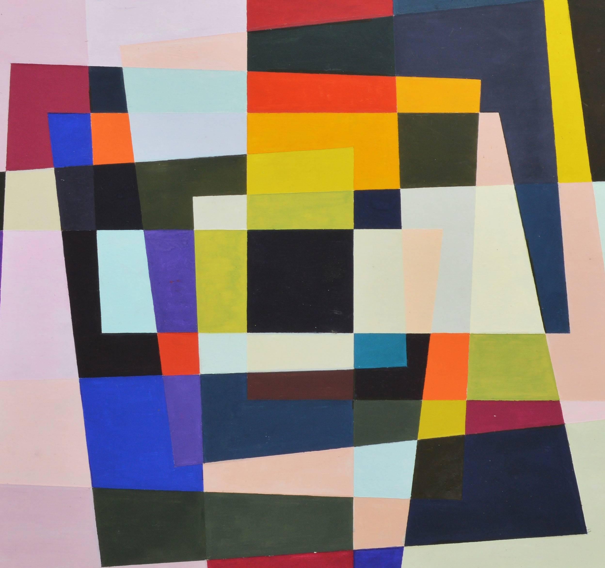 Mid Century Hard Edge Abstract - Gray Abstract Painting by Unknown