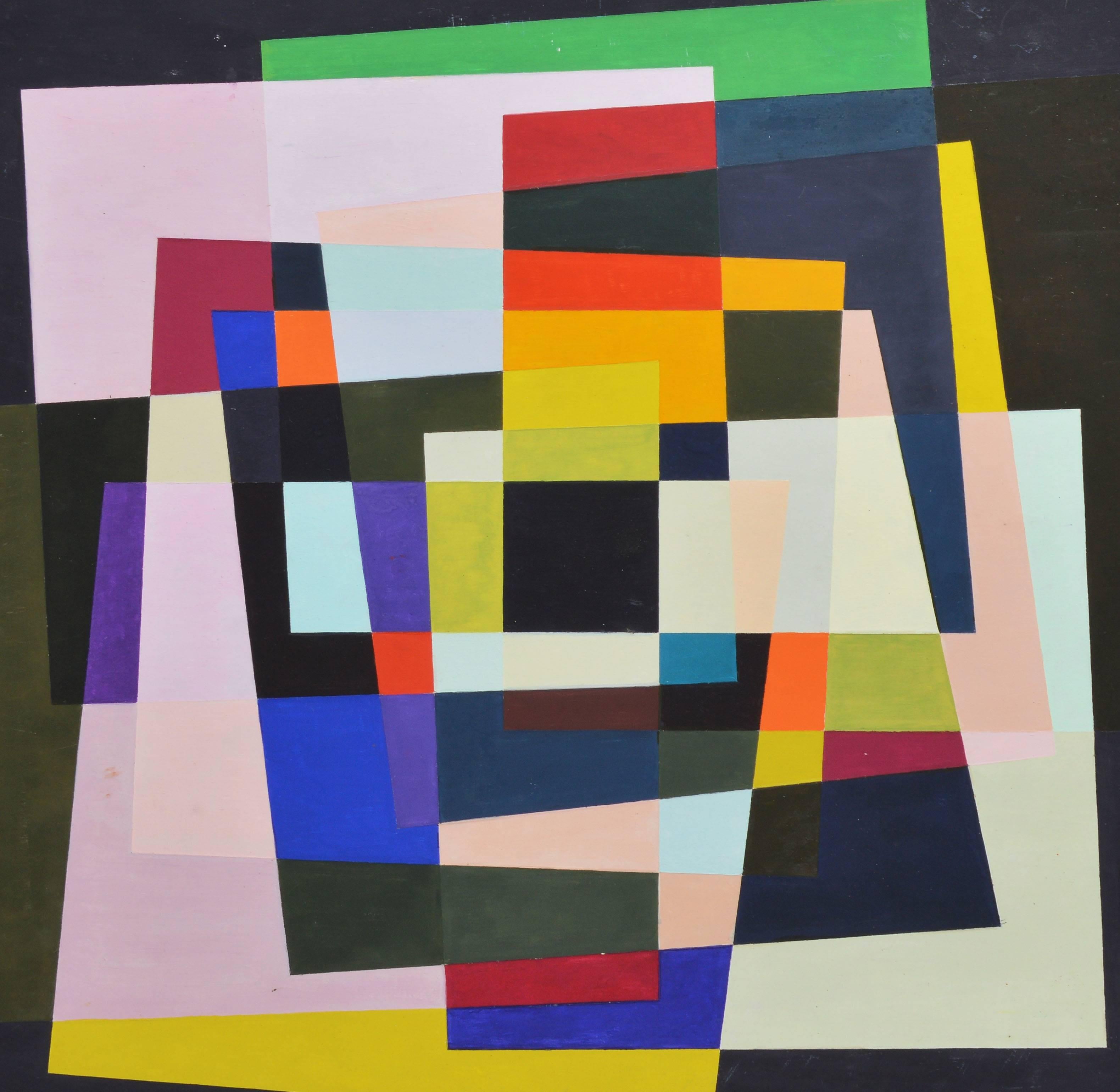 Mid Century Hard Edge Abstract - Painting by Unknown