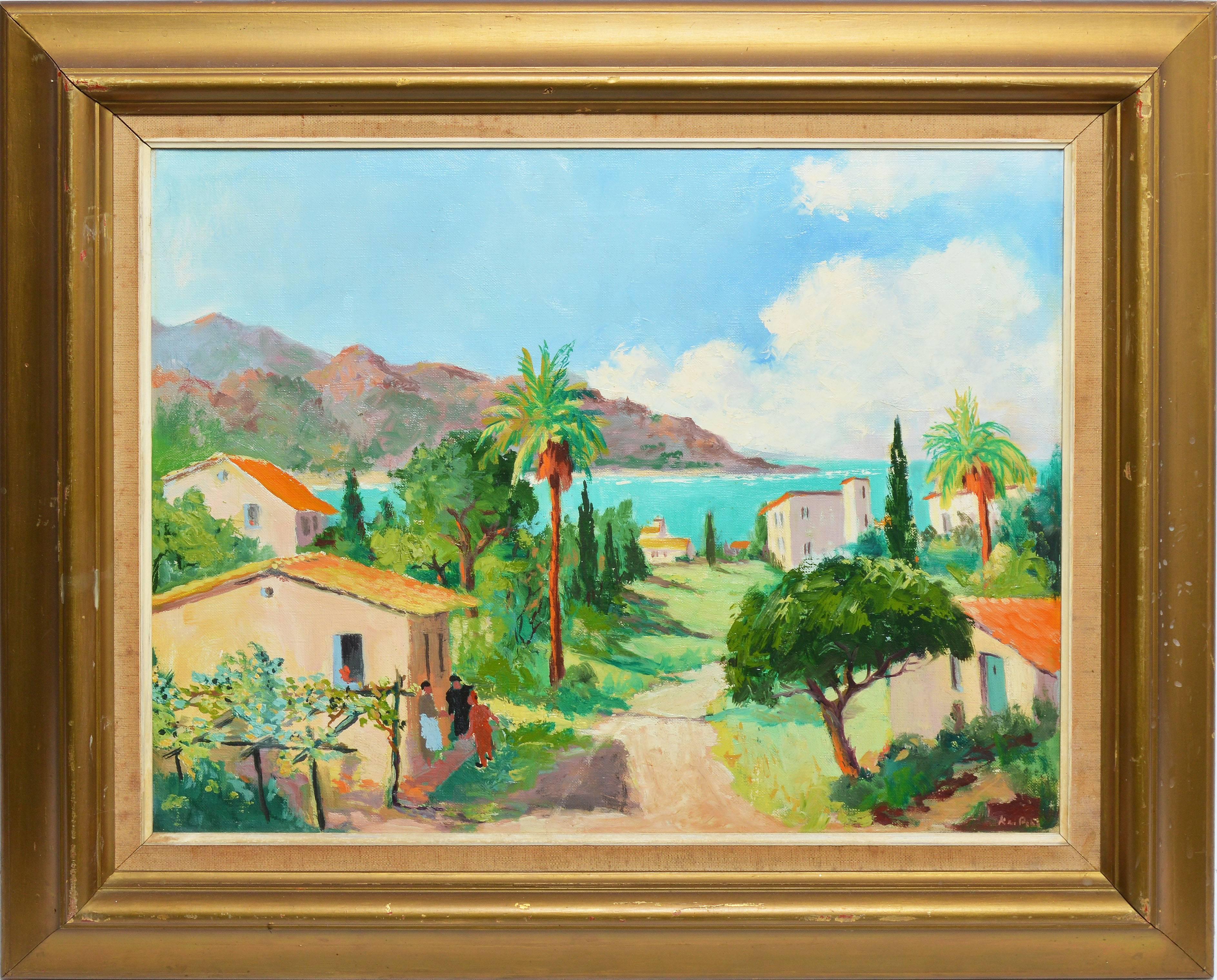 Unknown Landscape Painting - Mediterranean Beach View