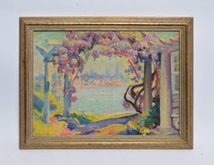 Impressionist Flower Trestle with a View of a City