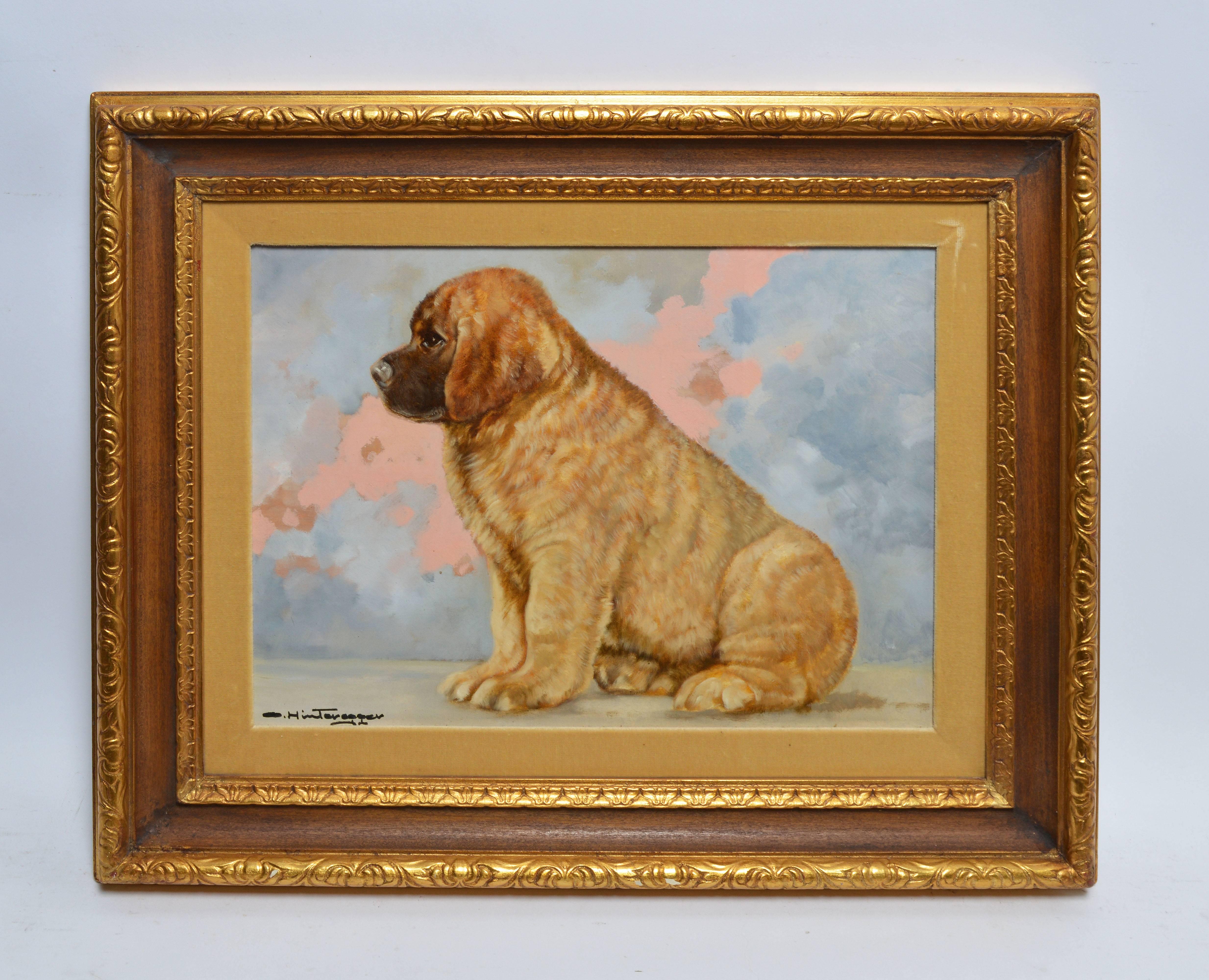 Portrait of a Chubby Puppy - Painting by Otto Hintenberger