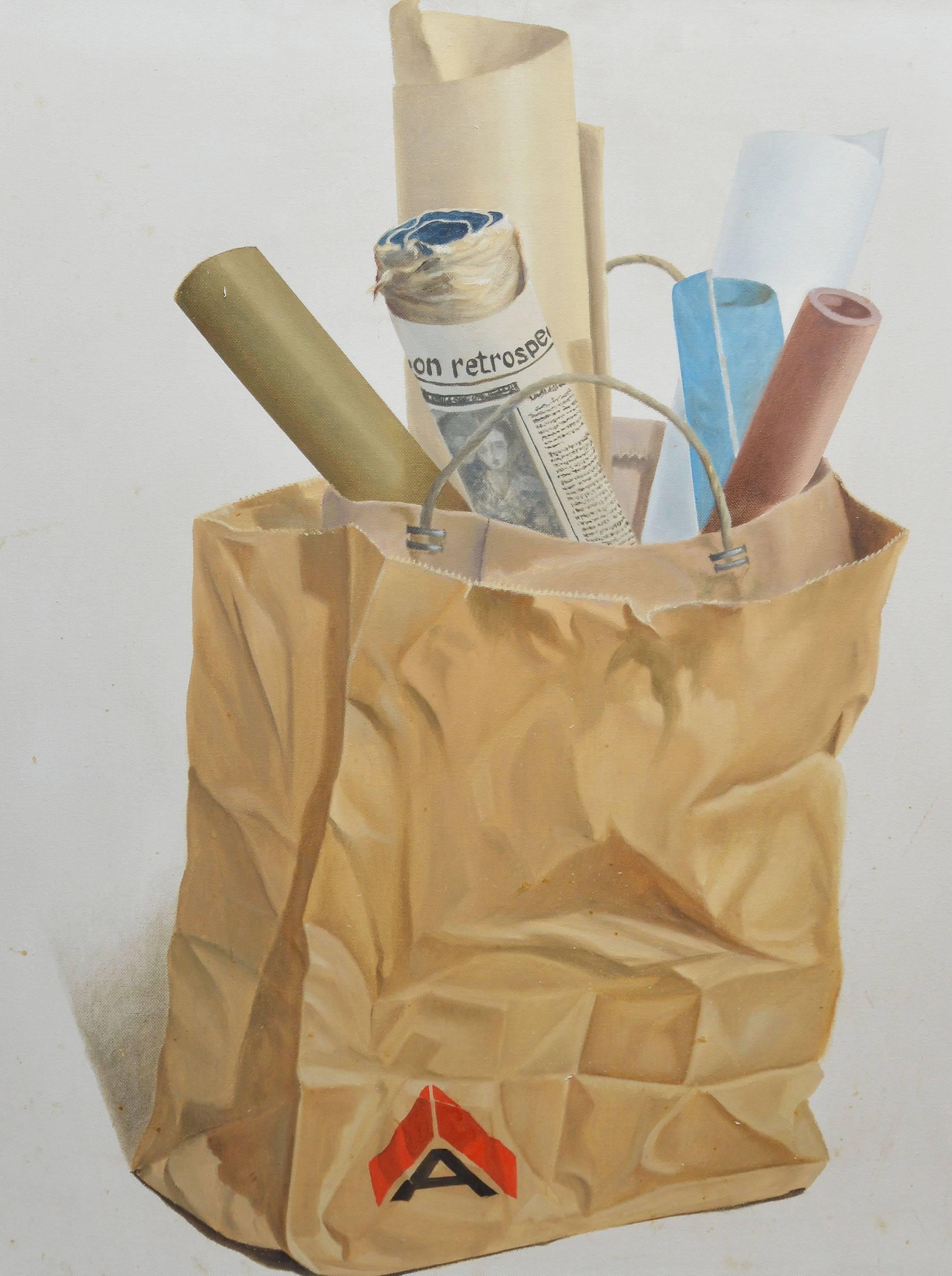 The Artist's Shopping Bag - Beige Still-Life Painting by Unknown