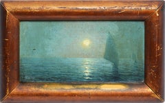 Moonlit Seascape with a Sailboat by Ernesto Gutierrez