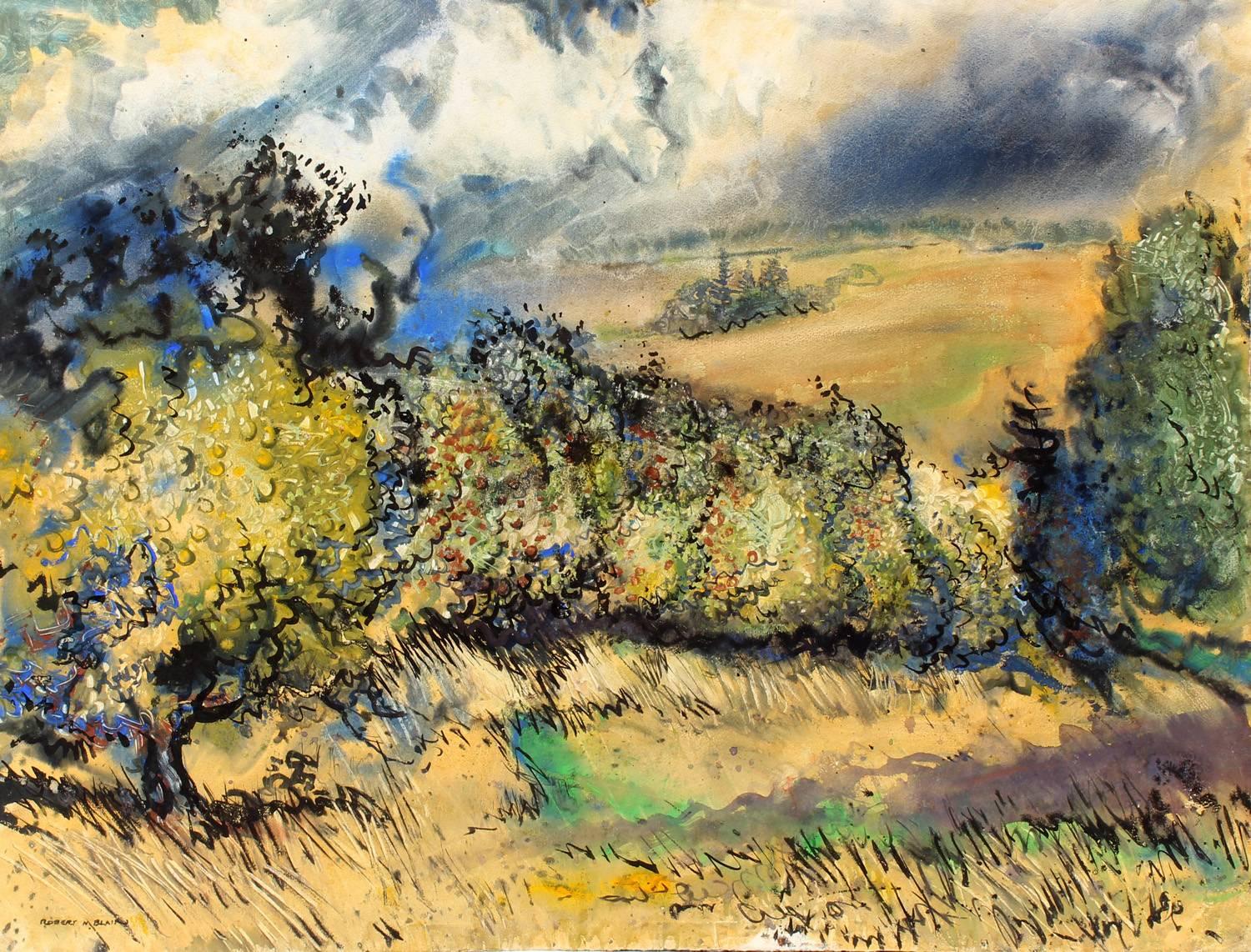Robert Noel Blair Landscape Painting - Wind Through Spring Trees