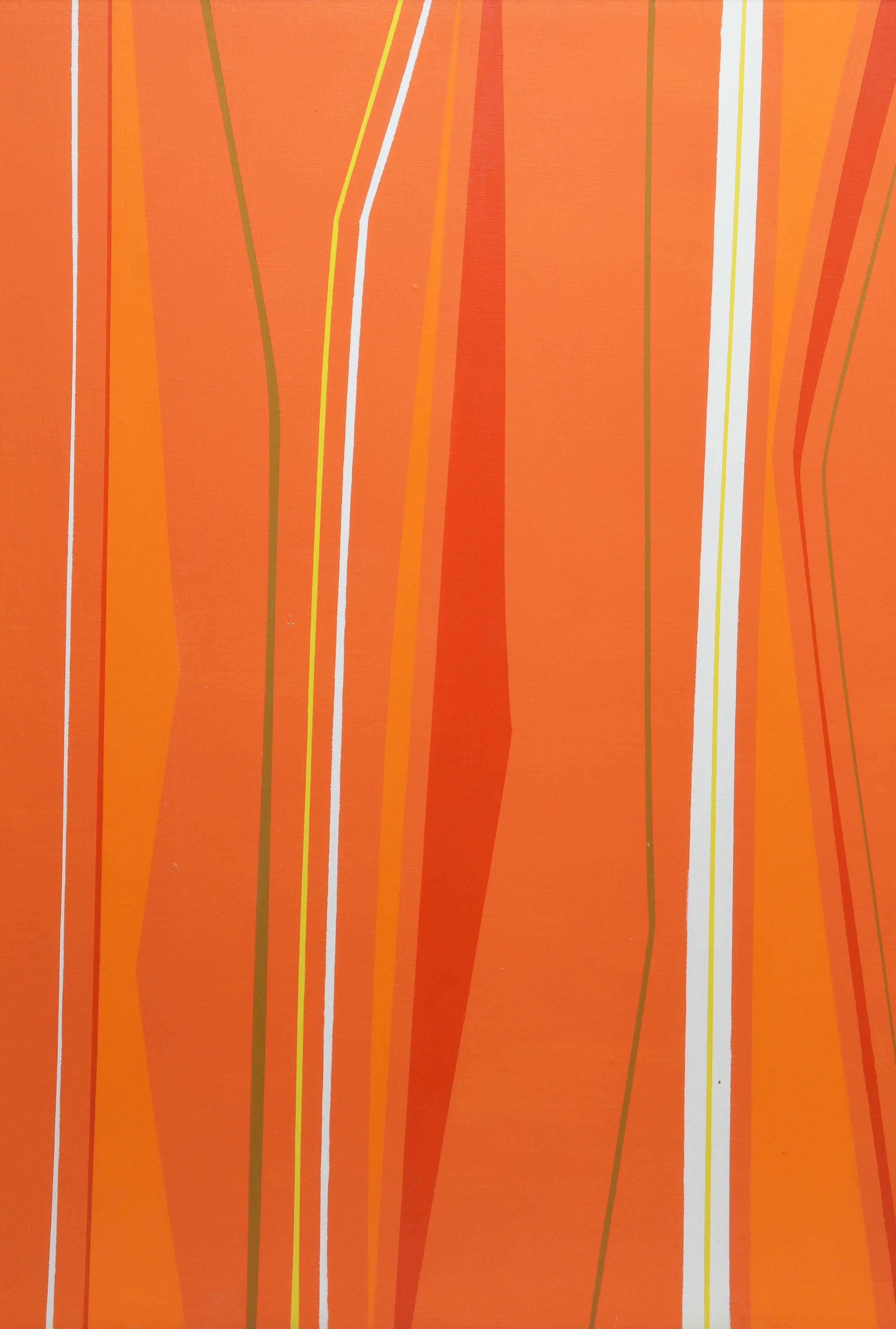Hard Edge Geometric Abstraction - Orange Abstract Painting by Unknown